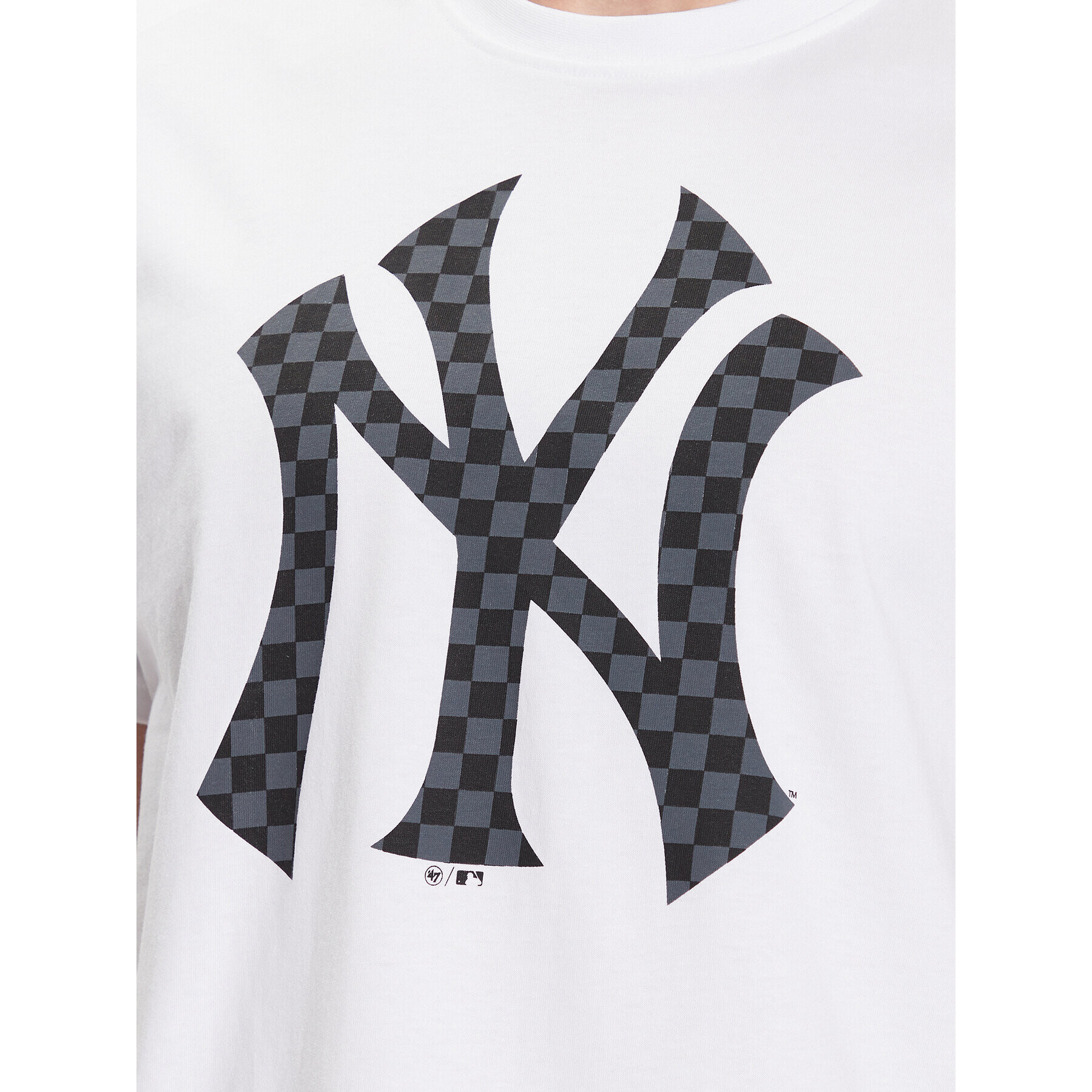 47 Brand Majica New York Yankees Checkerboard '47 Echo Tee Bela Regular Fit - Pepit.si