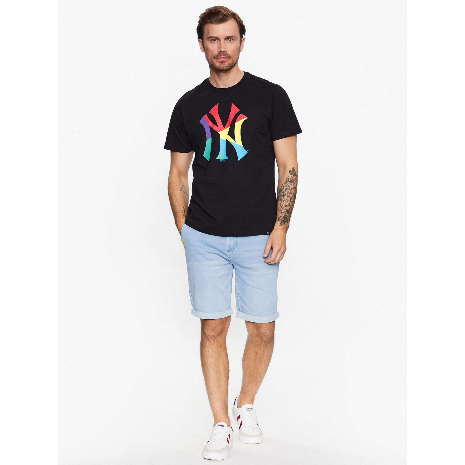 47 Brand Majica New York Yankees Fractal '47 Echo Tee Črna Regular Fit - Pepit.si