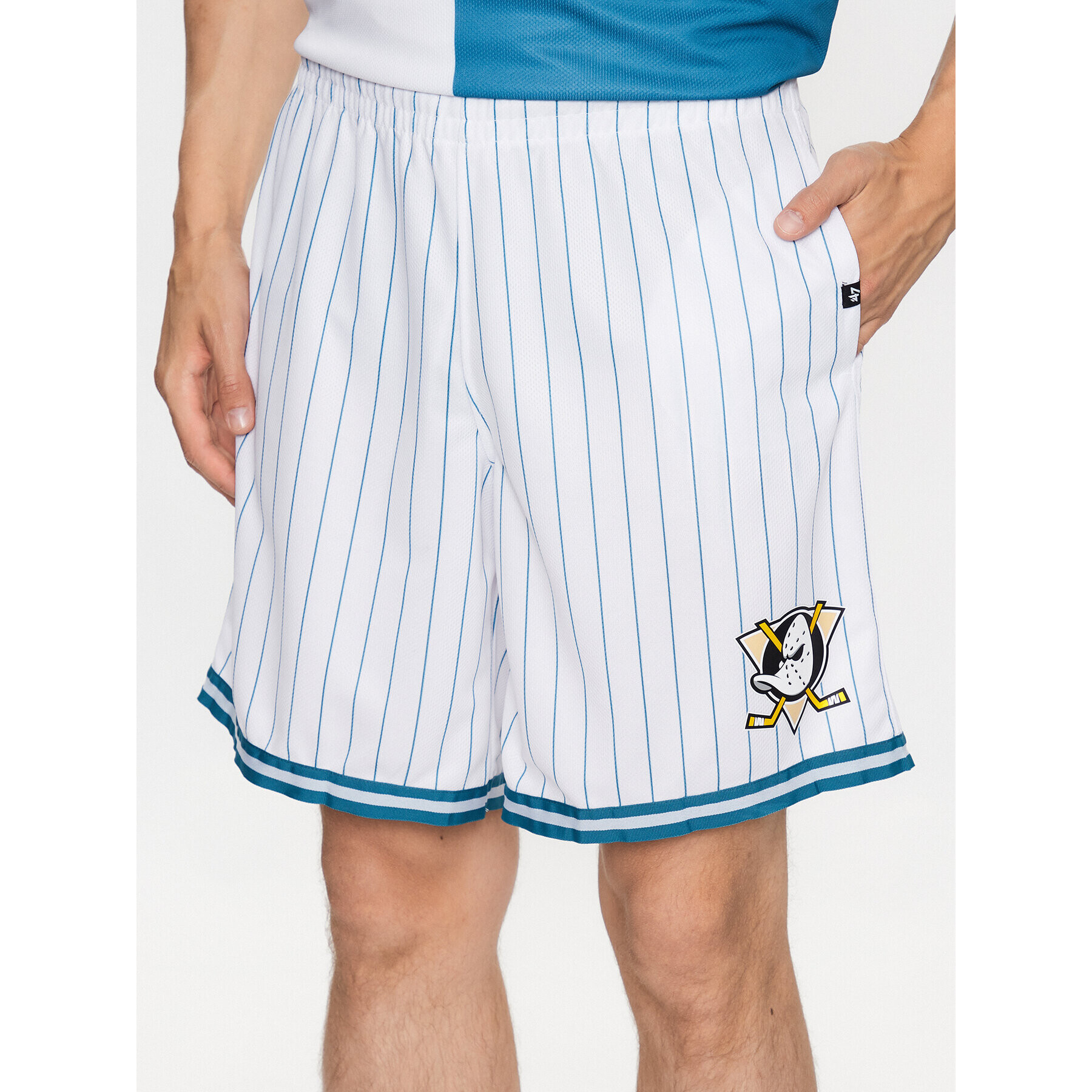 47 Brand Športne kratke hlače Anaheim Ducks Pinstriped 47 Grafton Shorts Bela Regular Fit - Pepit.si