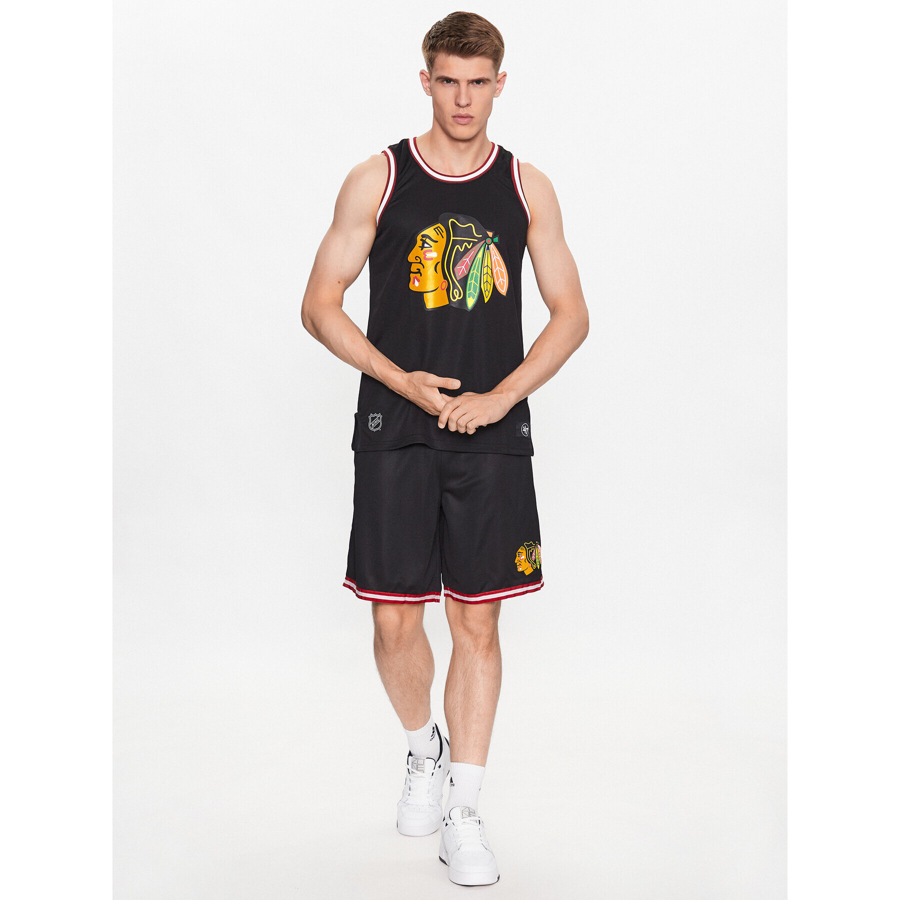 47 Brand Športne kratke hlače Chiacgo Blackhawks Back Court 47 Grafton Shorts Črna Regular Fit - Pepit.si