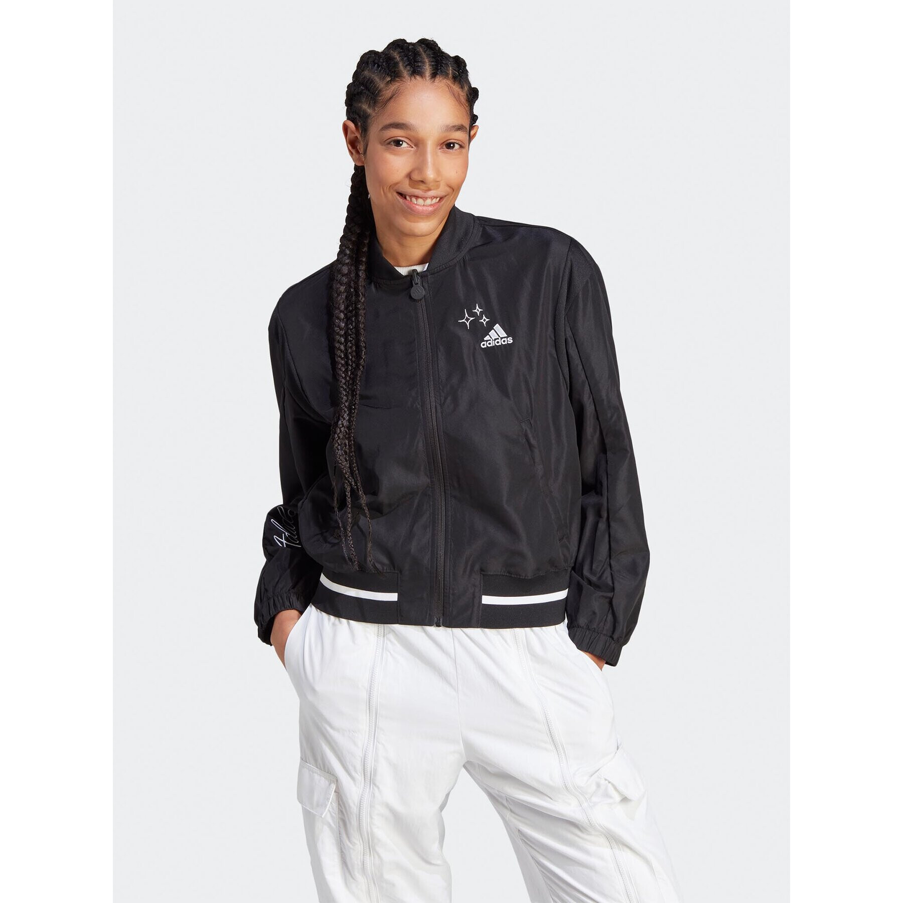 adidas Bomber jakna Scribble IJ8752 Črna Loose Fit - Pepit.si