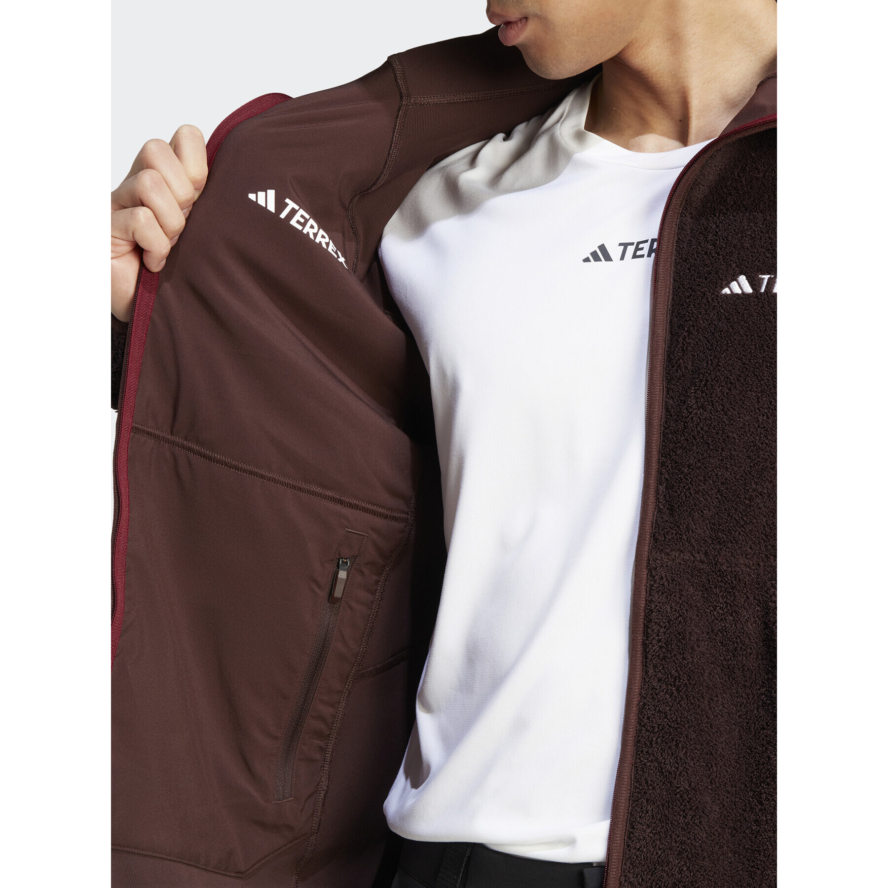 adidas Flis Terrex Techrock Reversible High-Pile-Fleece IB1866 Rjava Slim Fit - Pepit.si