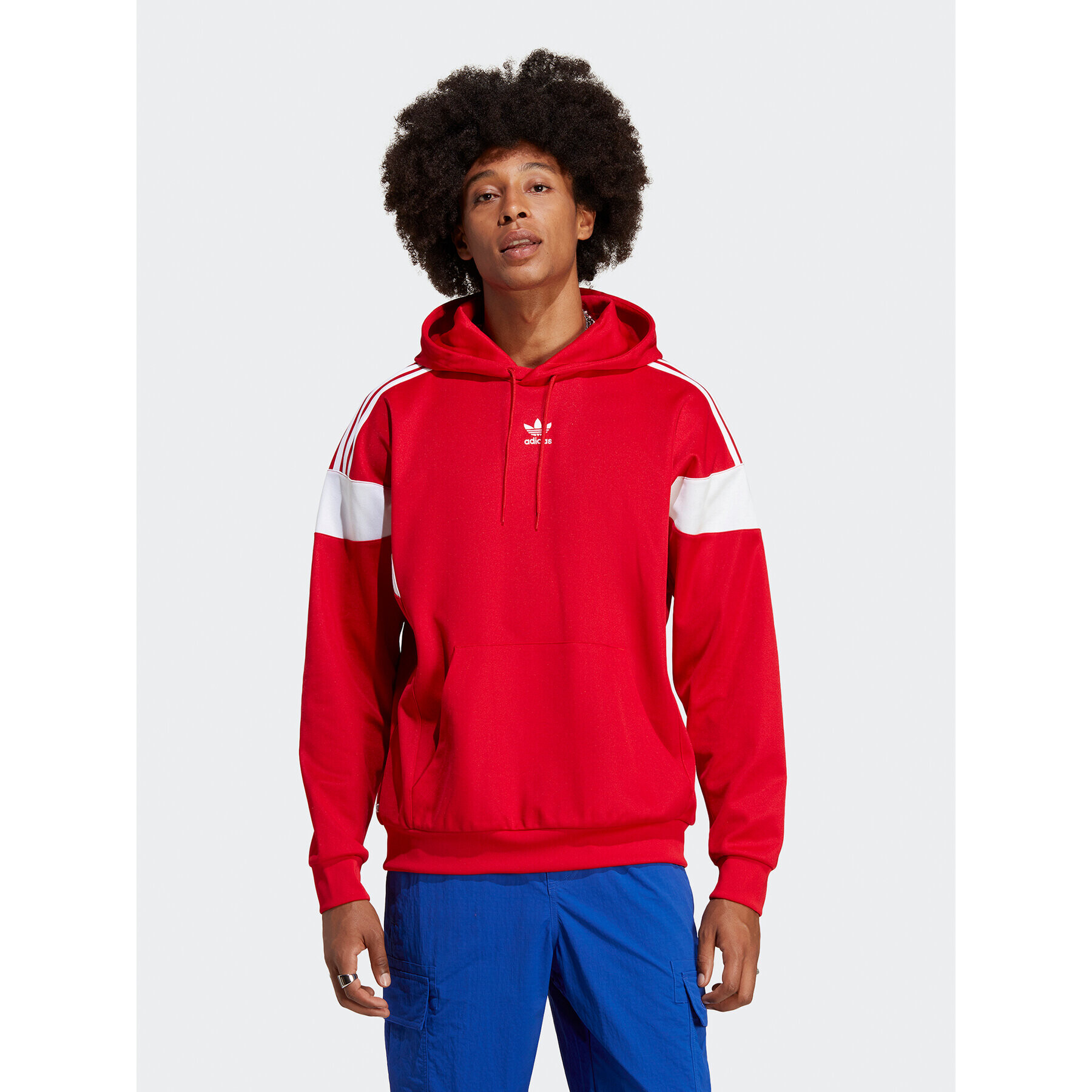 adidas Jopa Adicolor Classics Cut Line Hoodie IB9945 Rdeča Loose Fit - Pepit.si