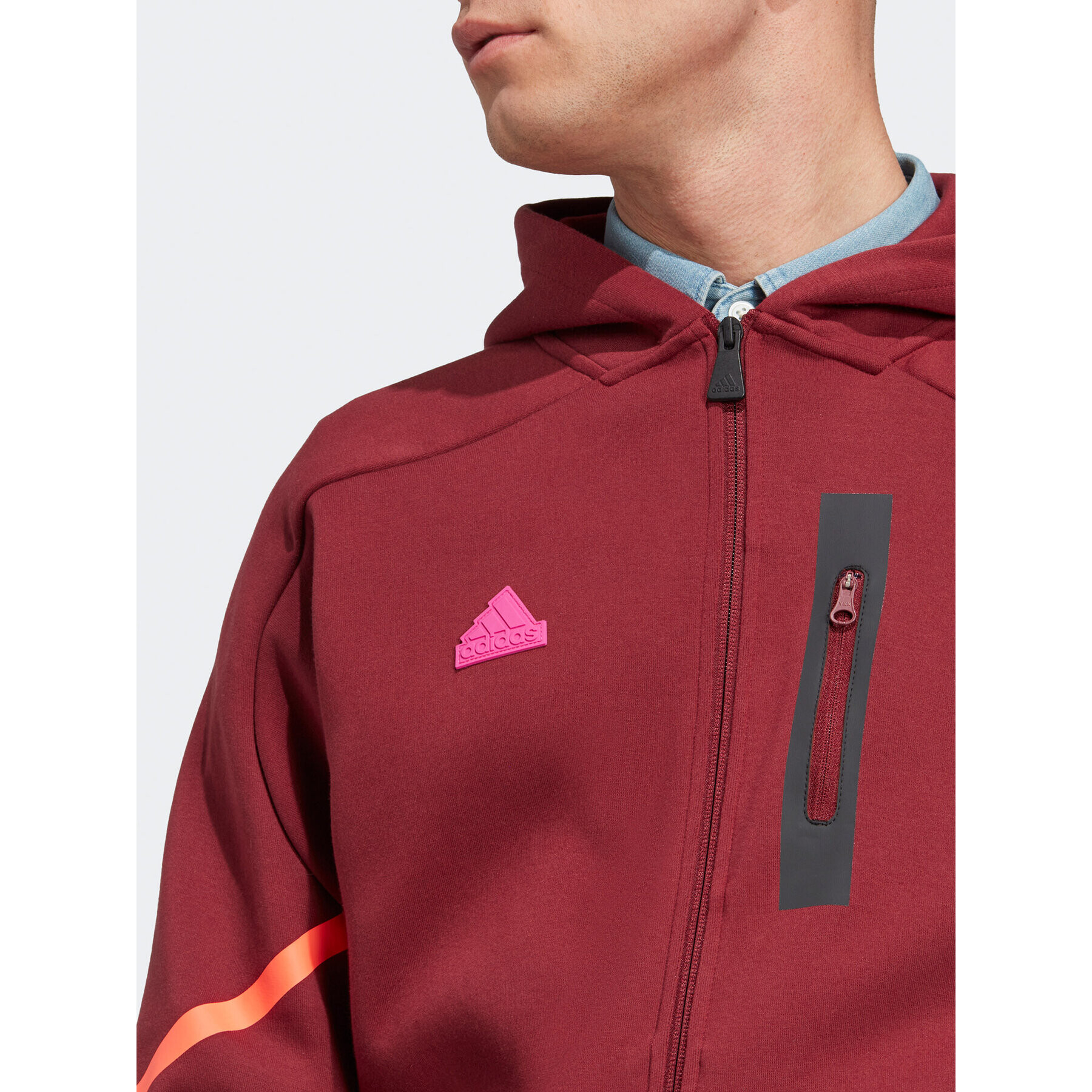 adidas Jopa Designed for Gameday Full-Zip Hoodie IC8048 Rdeča Slim Fit - Pepit.si