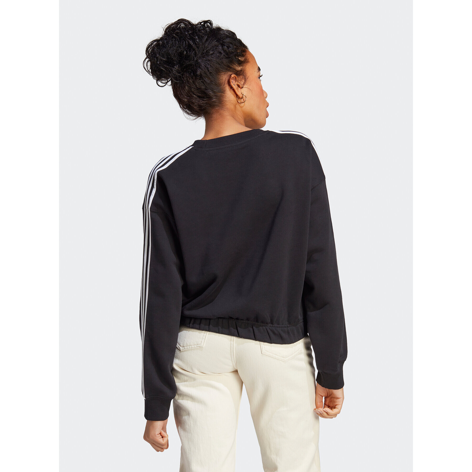 adidas Jopa Essentials 3-Stripes Crop Sweatshirt HR4926 Črna Loose Fit - Pepit.si