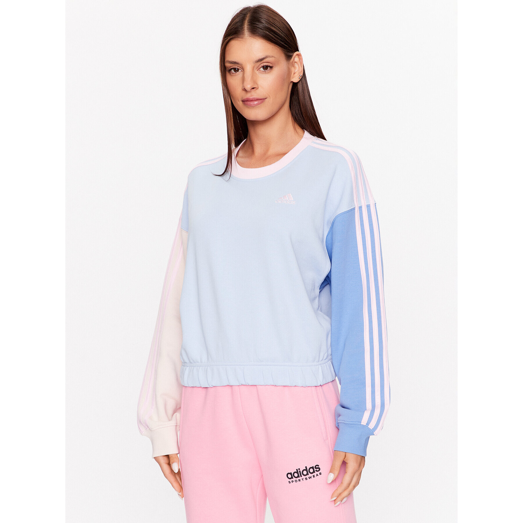 adidas Jopa Essentials 3-Stripes Crop Sweatshirt IC9873 Modra Loose Fit - Pepit.si