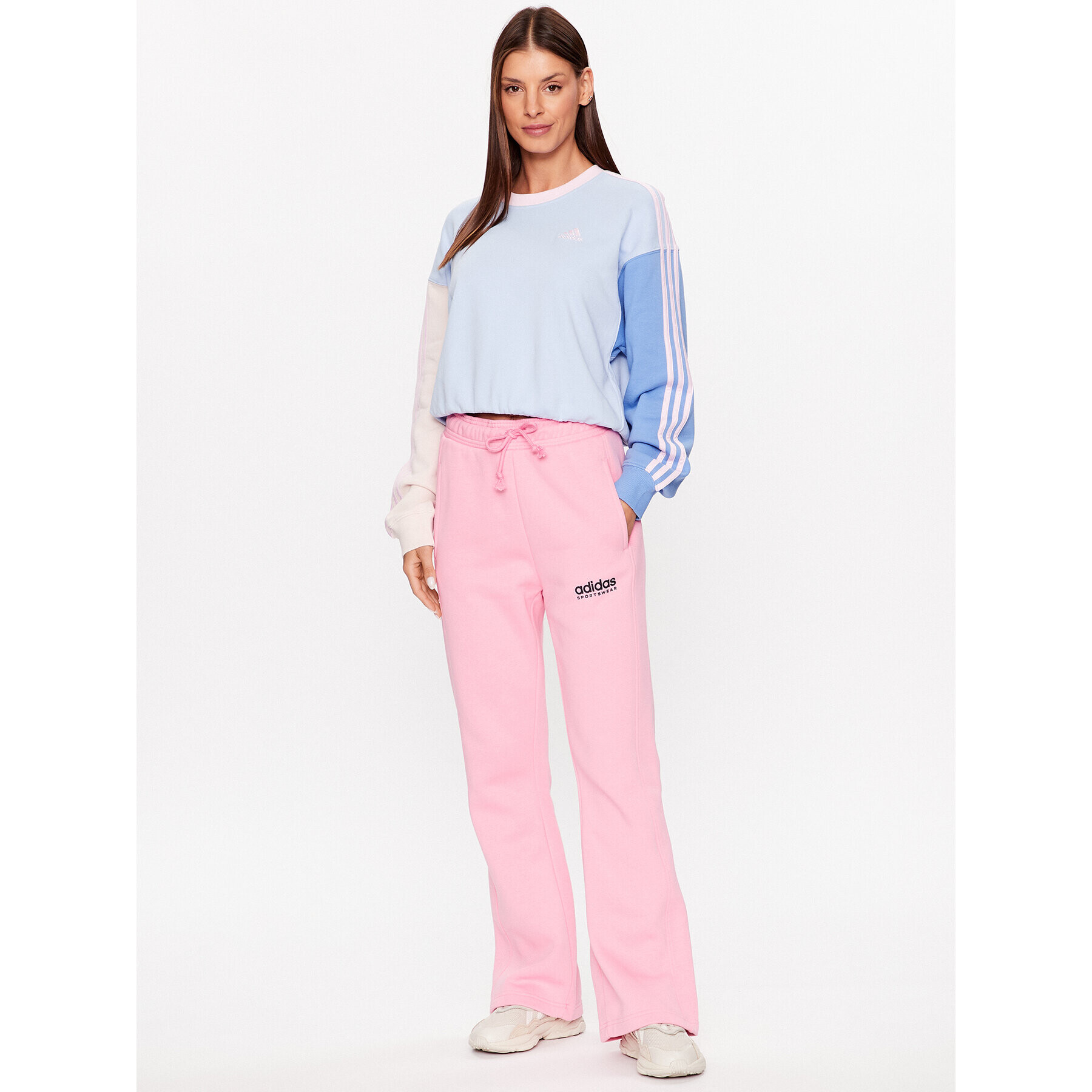 adidas Jopa Essentials 3-Stripes Crop Sweatshirt IC9873 Modra Loose Fit - Pepit.si