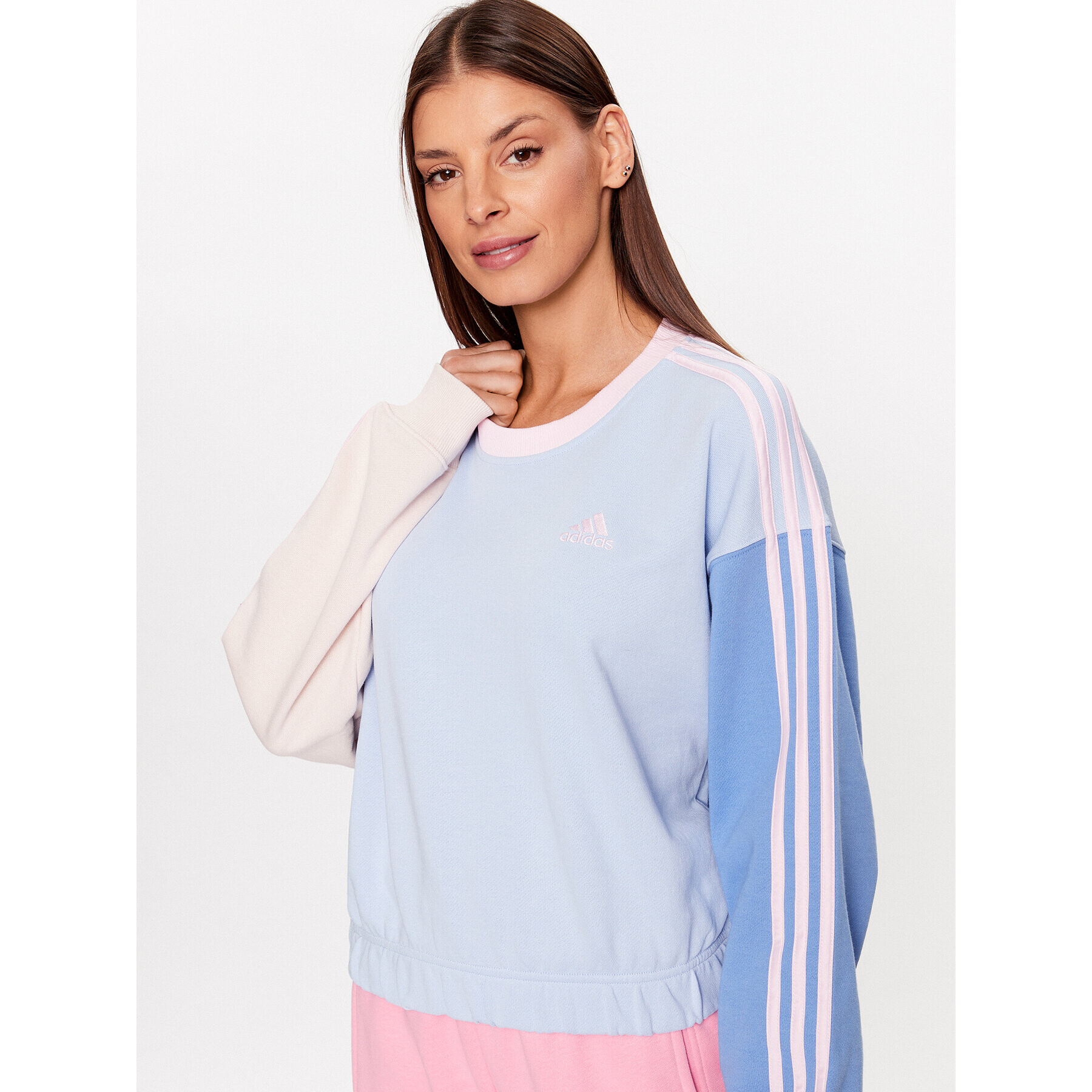 adidas Jopa Essentials 3-Stripes Crop Sweatshirt IC9873 Modra Loose Fit - Pepit.si