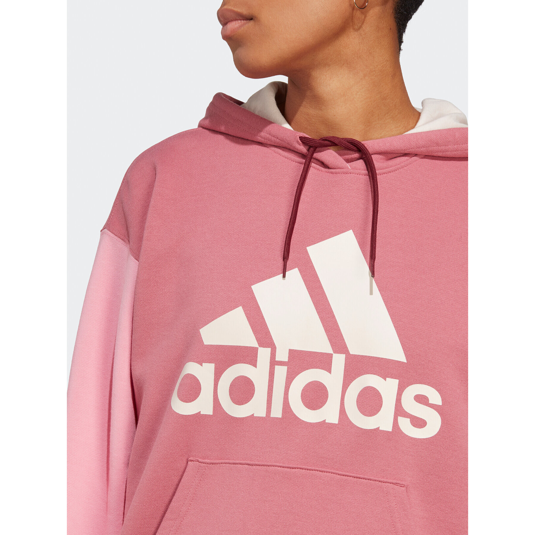 adidas Jopa Essentials Big Logo Oversized French Terry Hoodie IC9869 Roza Loose Fit - Pepit.si