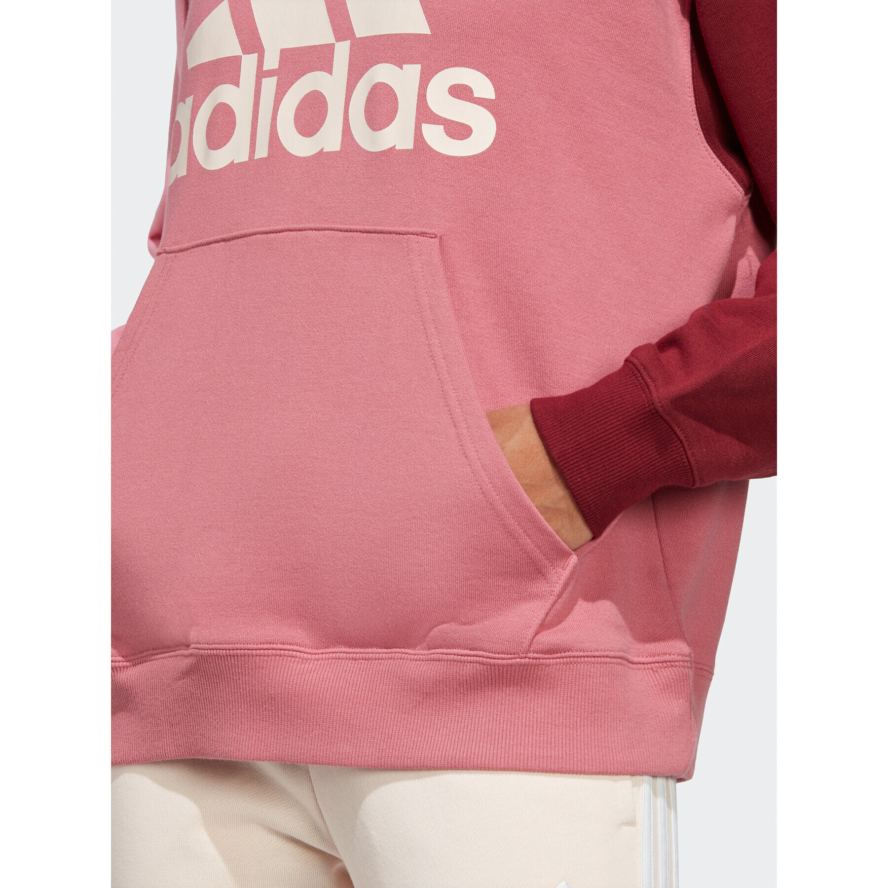 adidas Jopa Essentials Big Logo Oversized French Terry Hoodie IC9869 Roza Loose Fit - Pepit.si