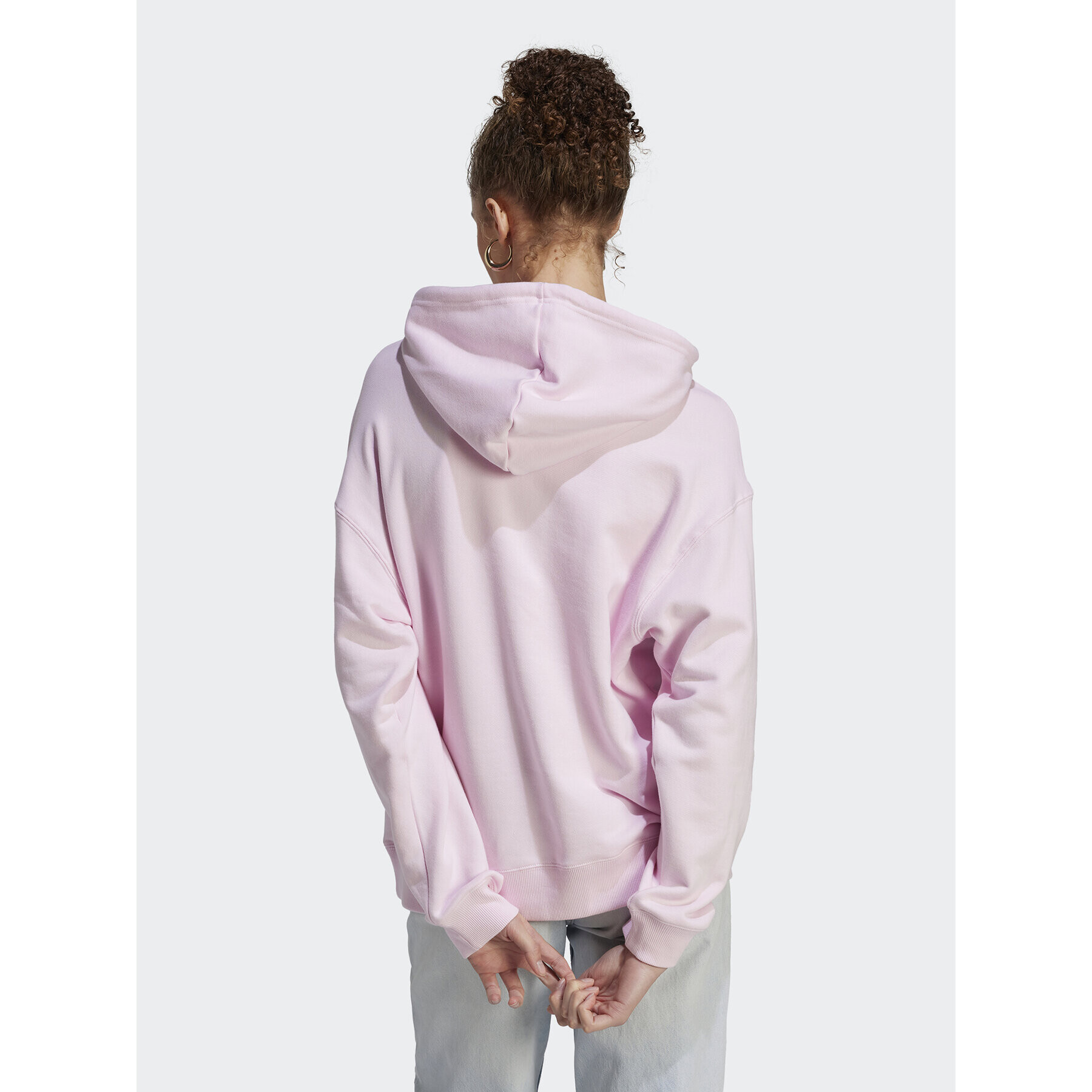 adidas Jopa Essentials Big Logo Oversized French Terry Hoodie IL3319 Roza Loose Fit - Pepit.si