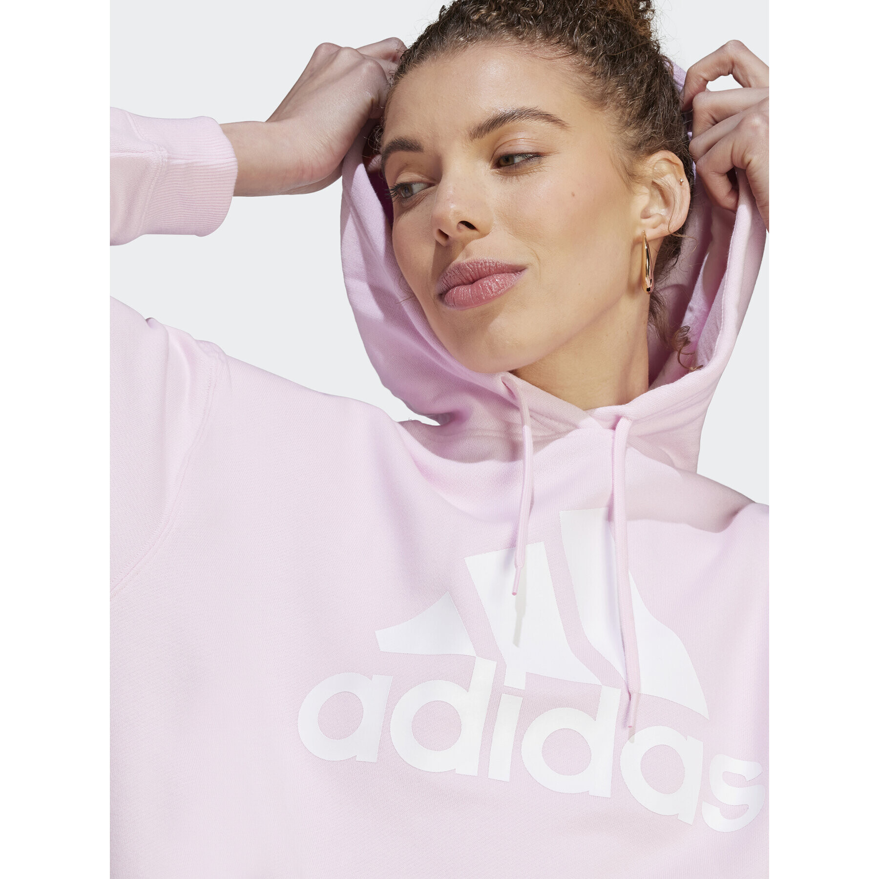 adidas Jopa Essentials Big Logo Oversized French Terry Hoodie IL3319 Roza Loose Fit - Pepit.si