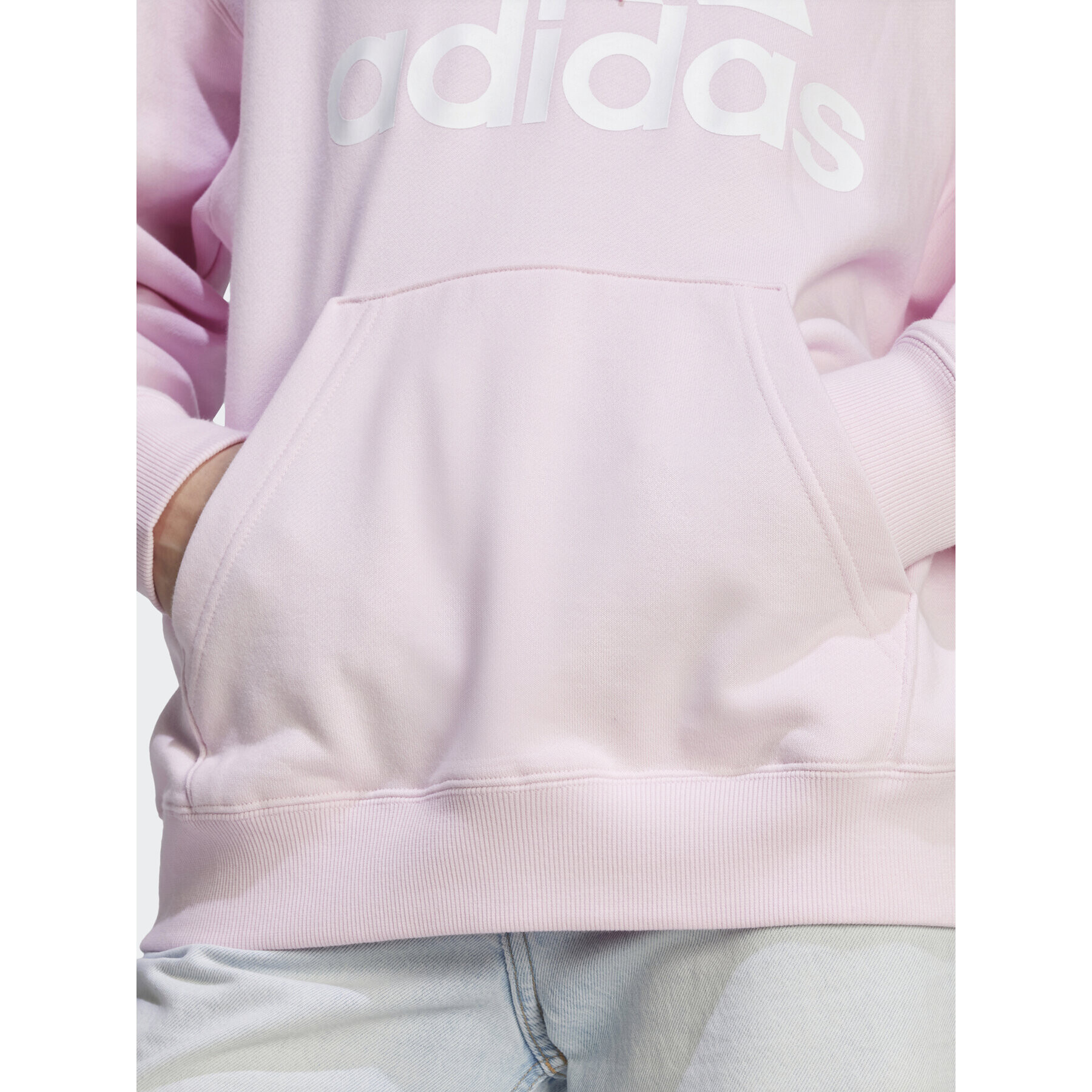 adidas Jopa Essentials Big Logo Oversized French Terry Hoodie IL3319 Roza Loose Fit - Pepit.si