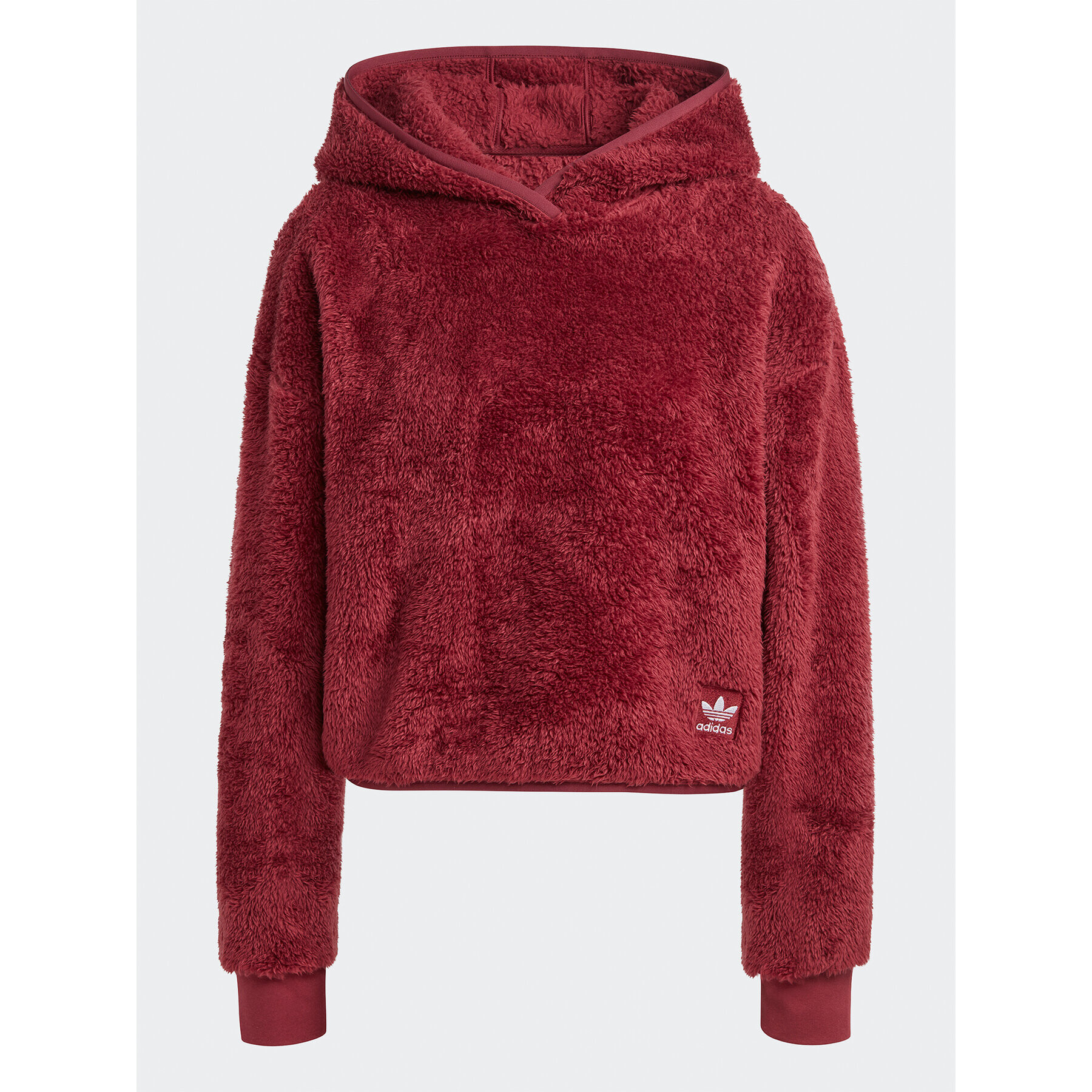 adidas Jopa Essentials+ Fluffy Teddy Hoodie HY1719 Rdeča Loose Fit - Pepit.si