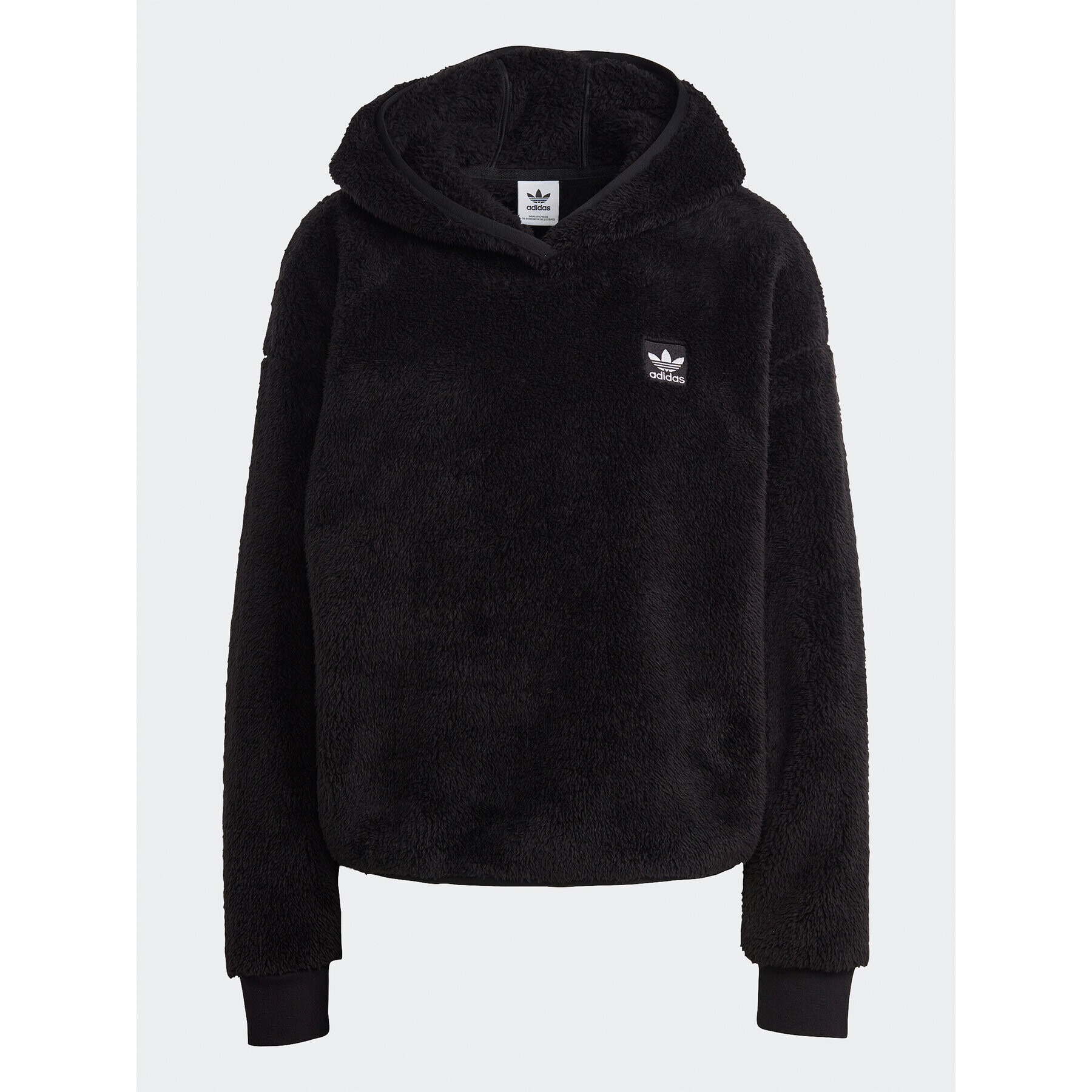 adidas Jopa Essentials+ Fluffy Teddy Hoodie IC2253 Črna Loose Fit - Pepit.si