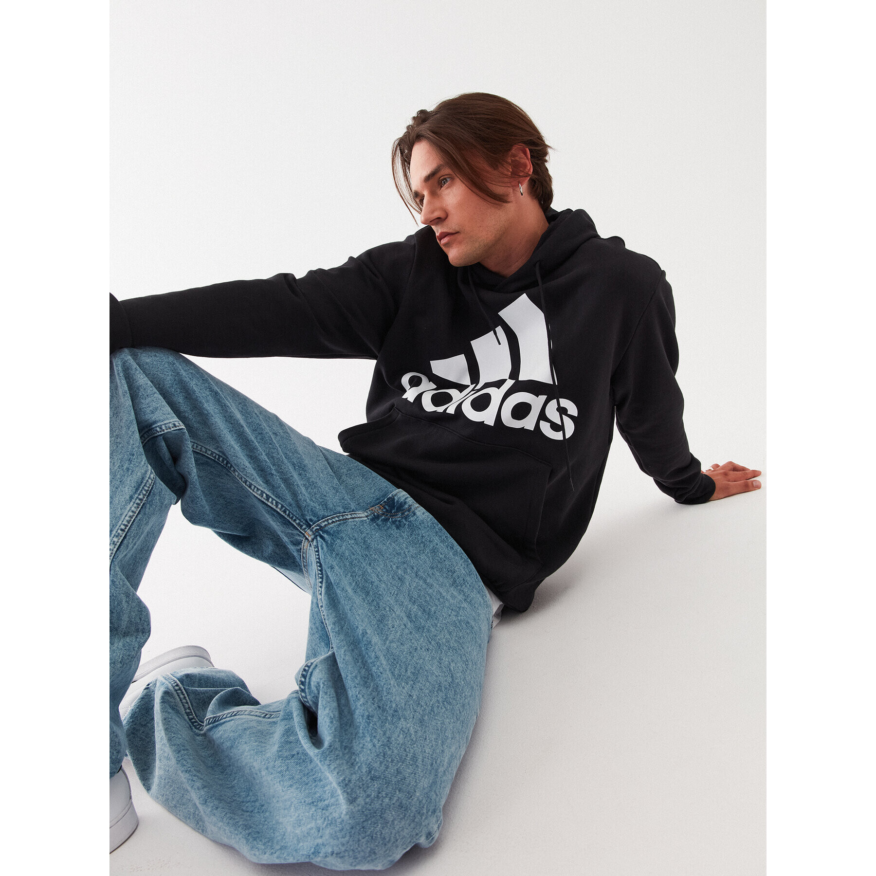 adidas Jopa Essentials French Terry Big Logo Hoodie IC9363 Črna Regular Fit - Pepit.si