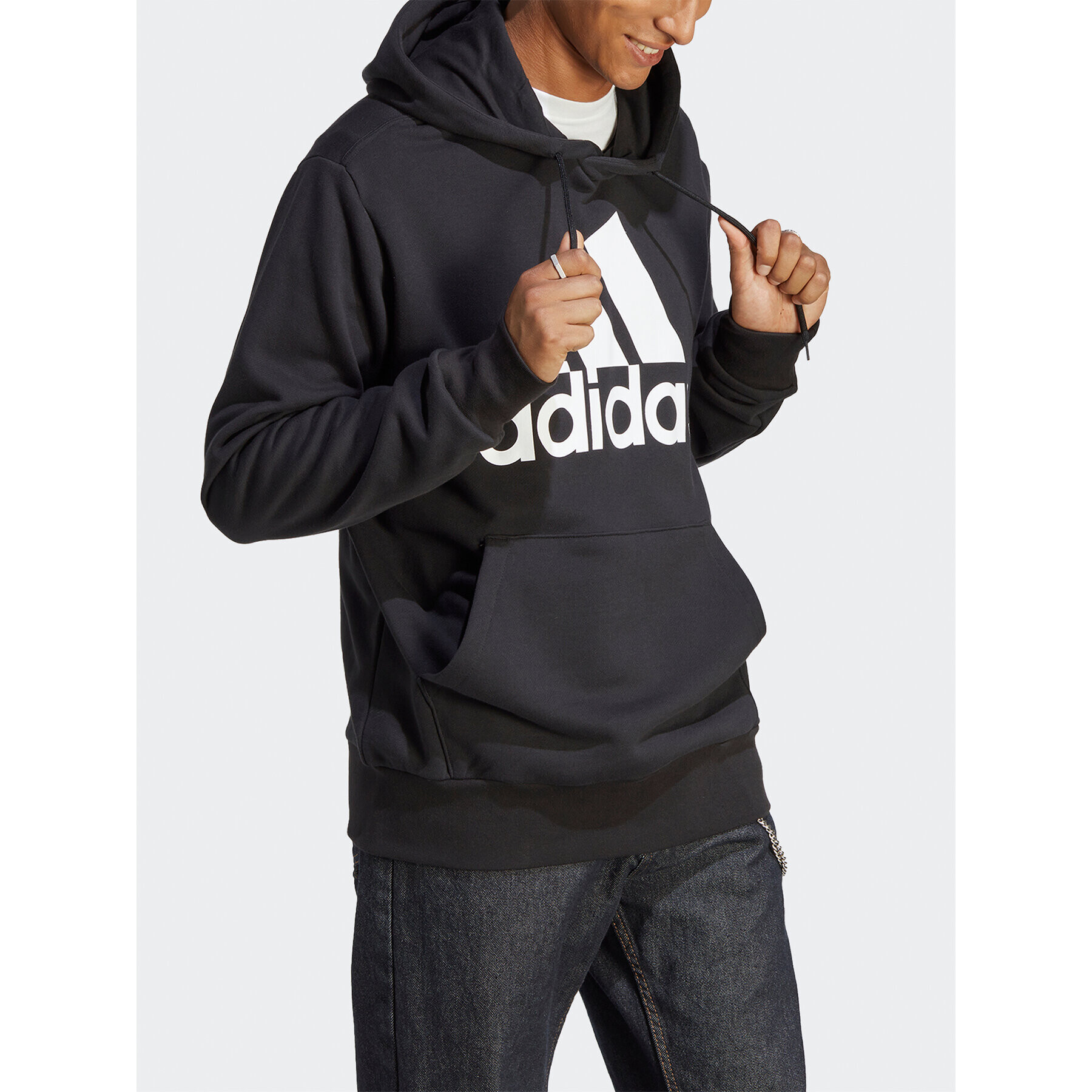 adidas Jopa Essentials French Terry Big Logo Hoodie IC9363 Črna Regular Fit - Pepit.si