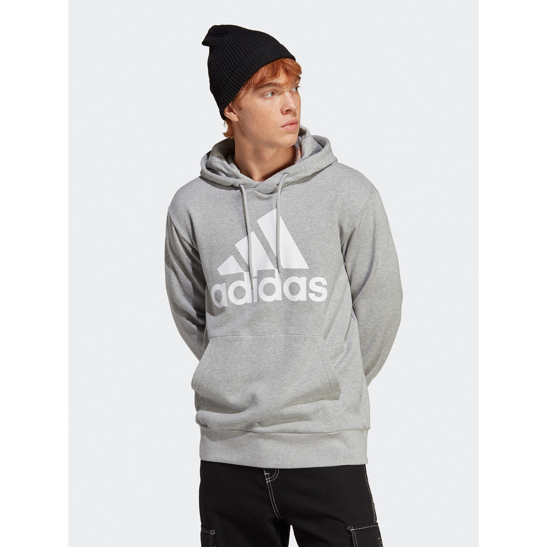 adidas Jopa Essentials French Terry Big Logo Hoodie IC9364 Siva Regular Fit - Pepit.si