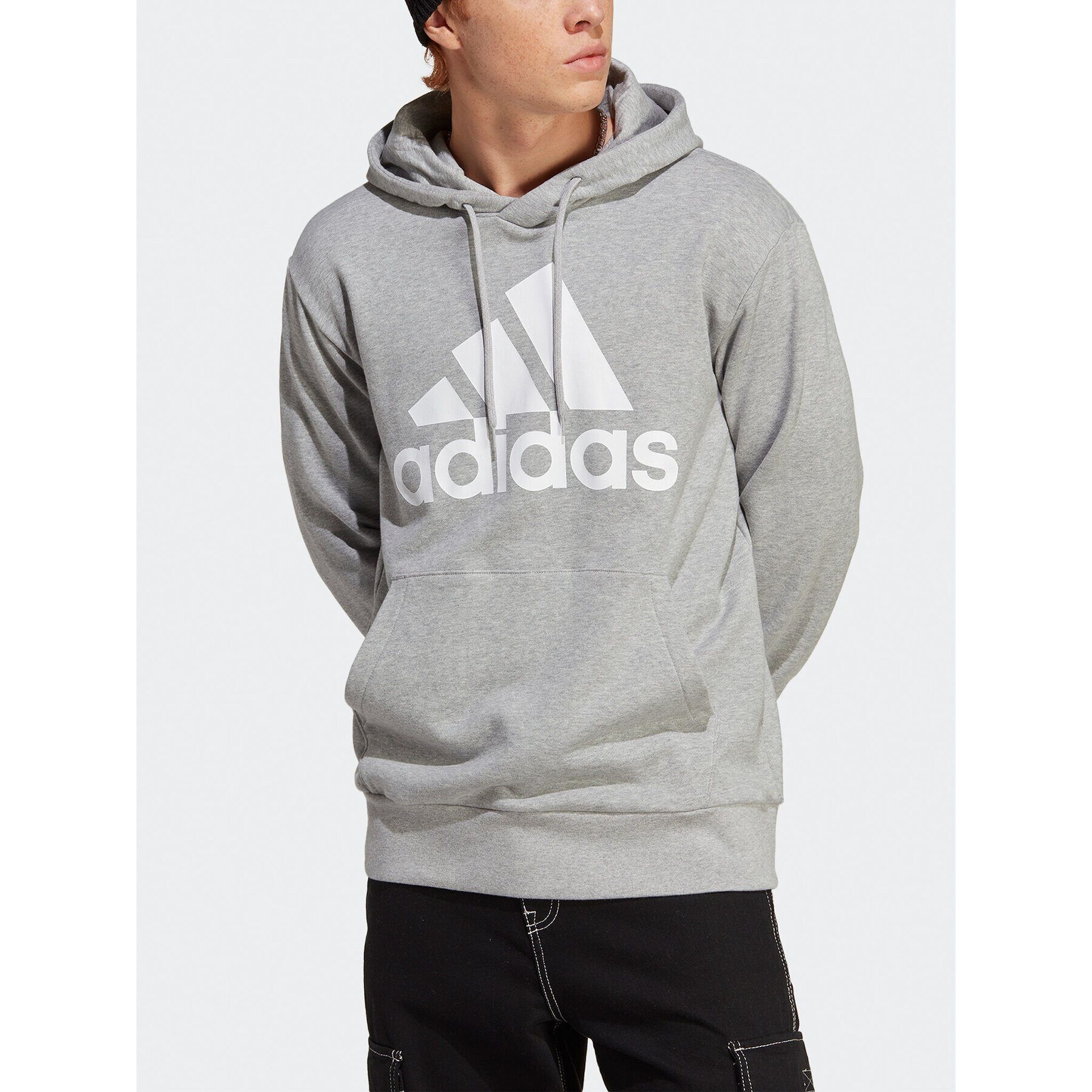 adidas Jopa Essentials French Terry Big Logo Hoodie IC9364 Siva Regular Fit - Pepit.si