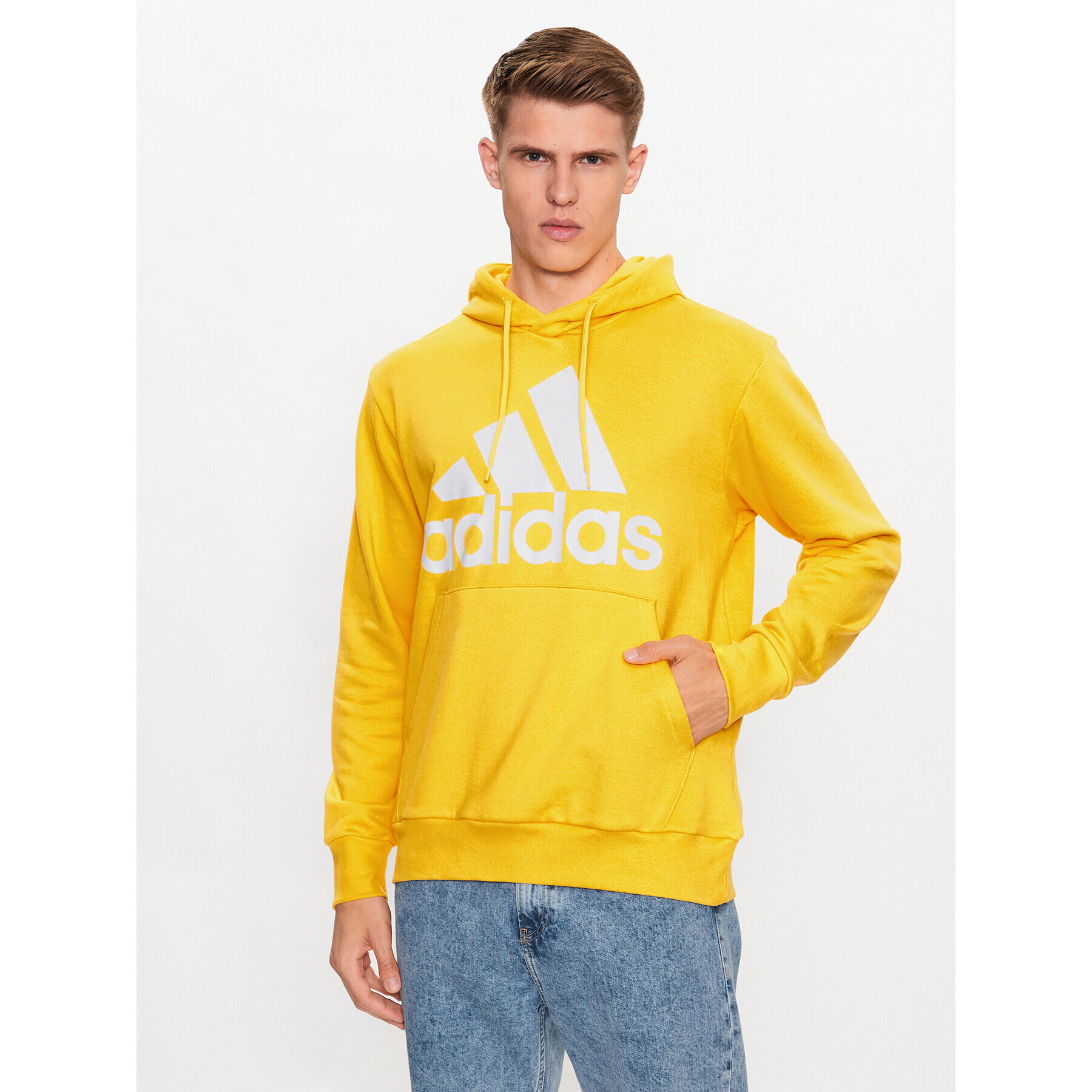 adidas Jopa Essentials French Terry Big Logo Hoodie IC9834 Rumena Regular Fit - Pepit.si