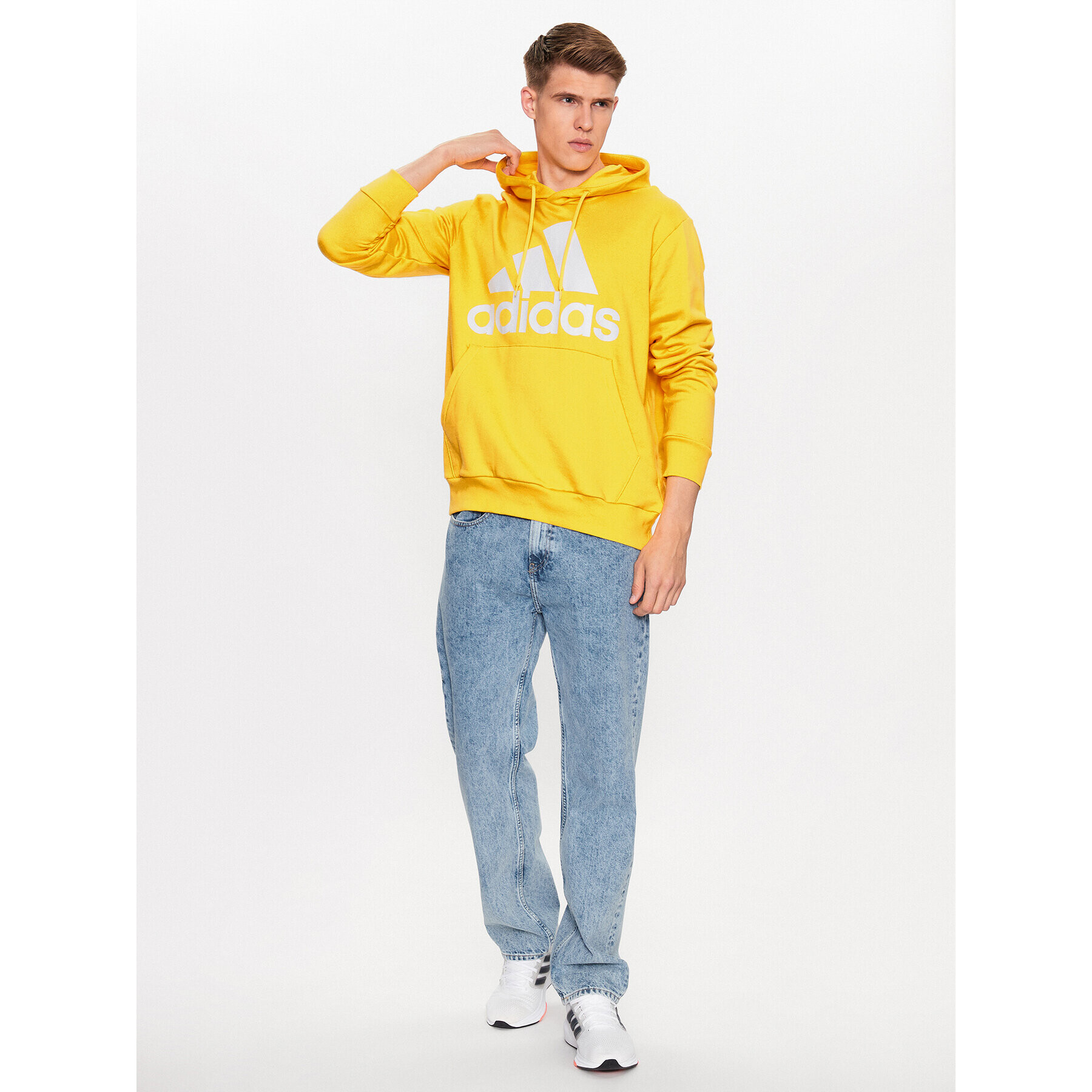 adidas Jopa Essentials French Terry Big Logo Hoodie IC9834 Rumena Regular Fit - Pepit.si