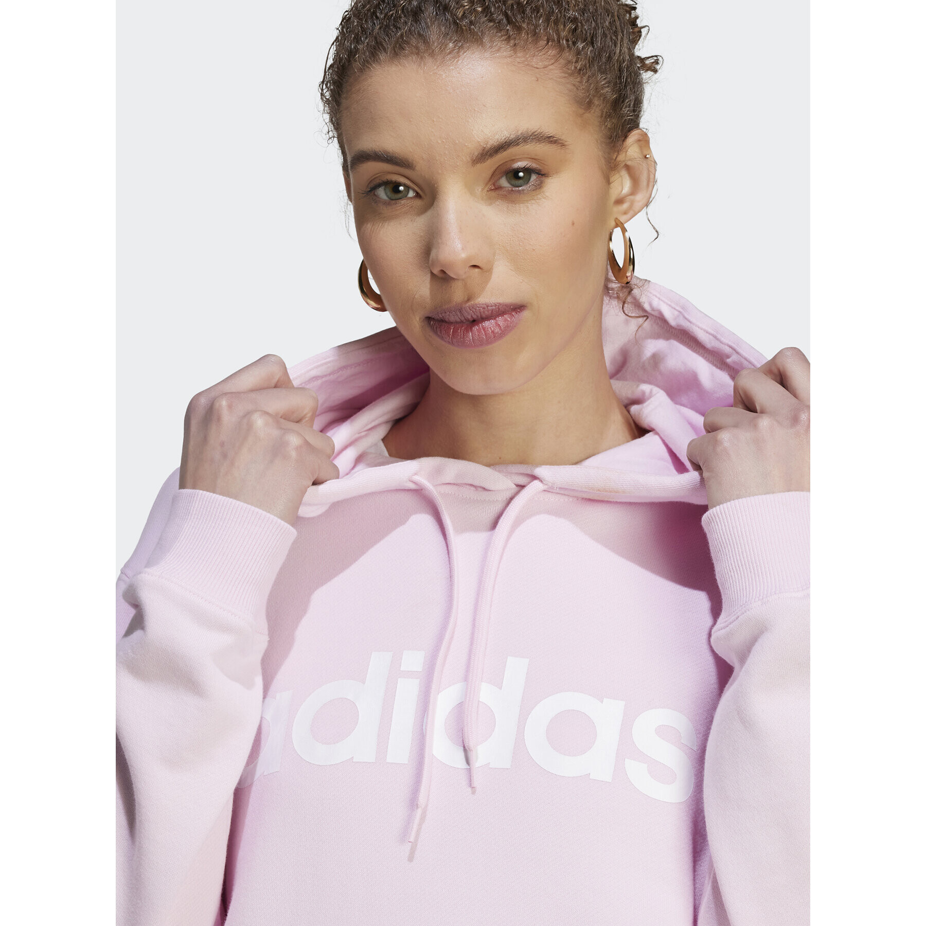 adidas Jopa Essentials Linear Hoodie IL3343 Roza Regular Fit - Pepit.si