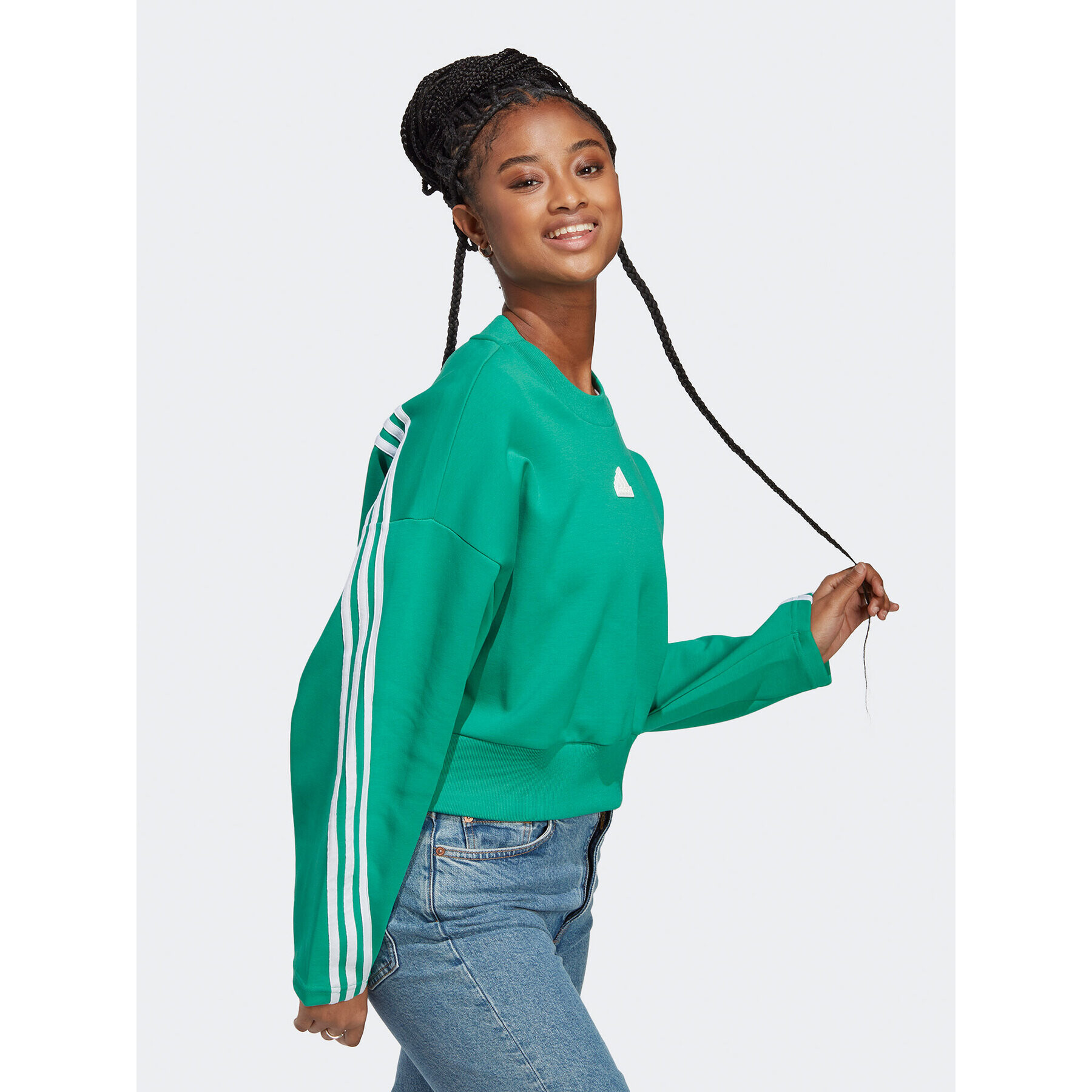 adidas Jopa Future Icons 3-Stripes Sweatshirt IB8698 Zelena Loose Fit - Pepit.si