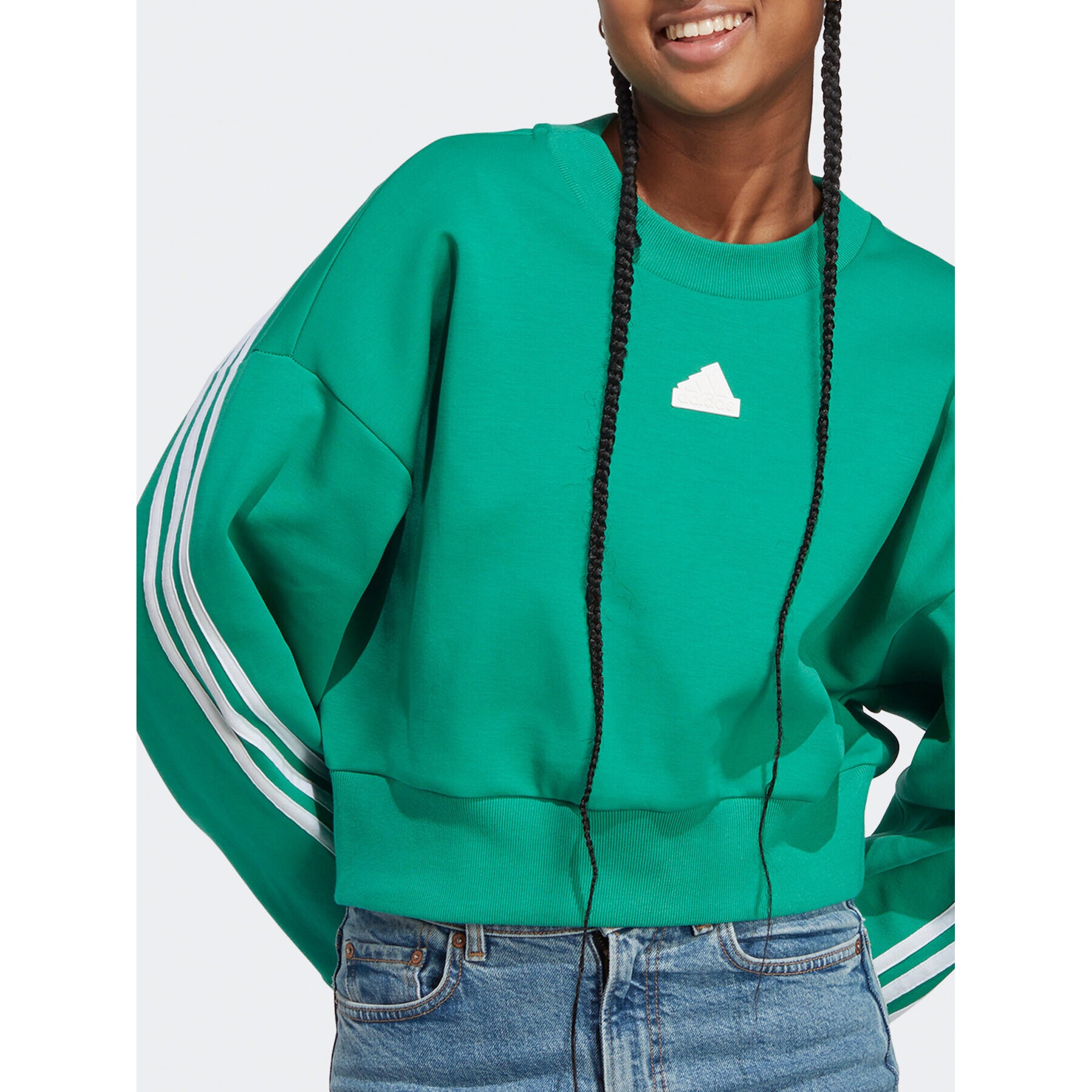 adidas Jopa Future Icons 3-Stripes Sweatshirt IB8698 Zelena Loose Fit - Pepit.si