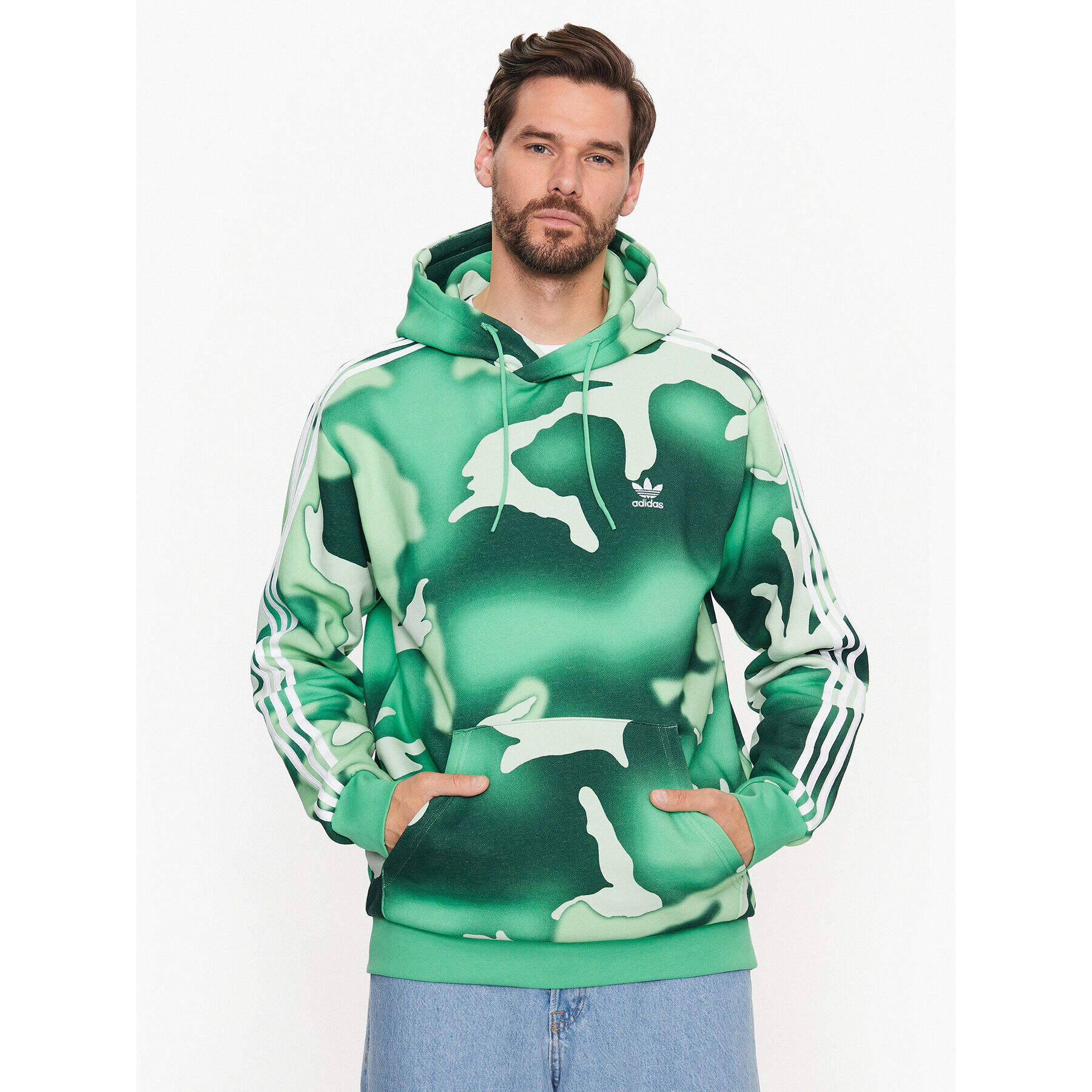 adidas Jopa Graphics Camo Allover Print Hoodie HZ1158 Zelena Regular Fit - Pepit.si