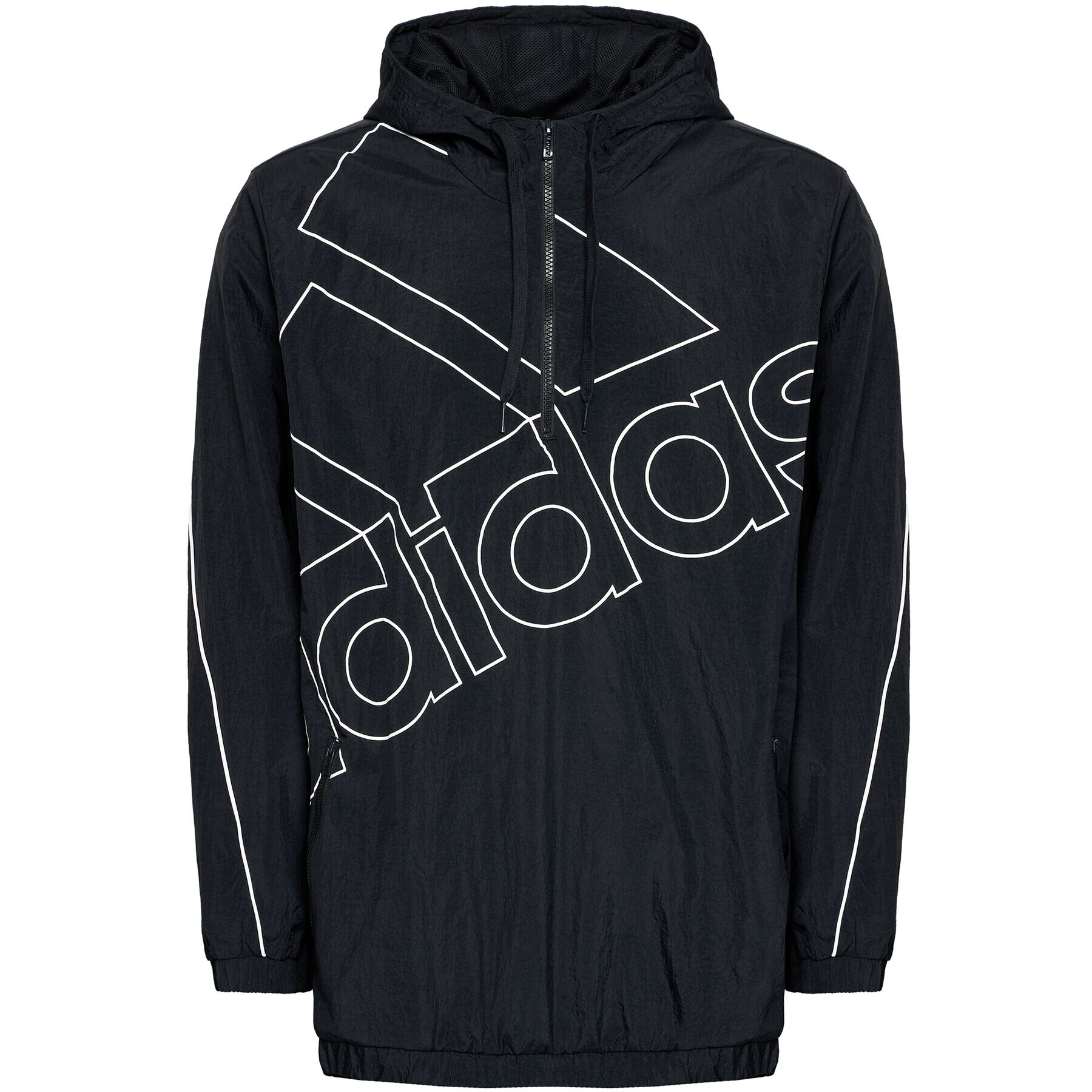 adidas Anorak Essentials Giant Logo GK9439 Črna Regular Fit - Pepit.si