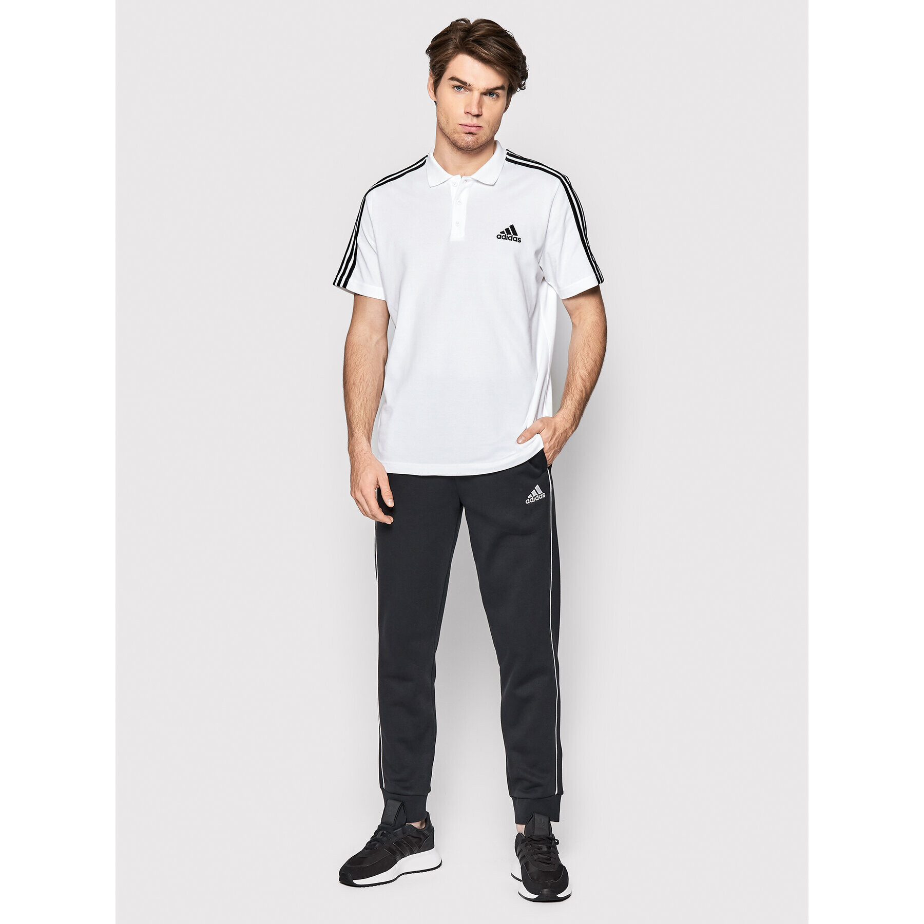 adidas Polo majica Aeroready Essentials Pique Embroidered Small Logo 3-Stripes GK9138 Bela Regular Fit - Pepit.si