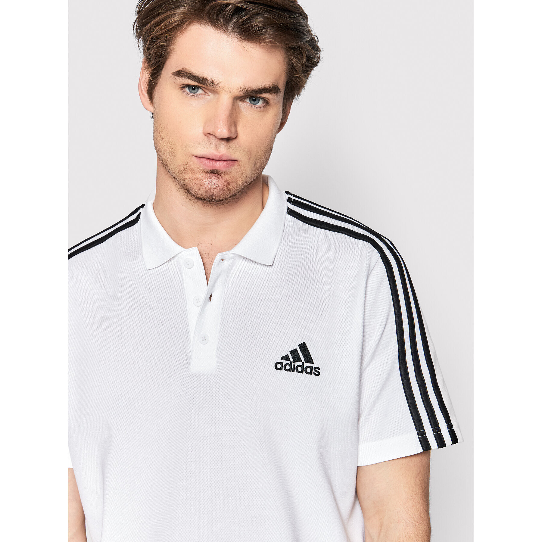 adidas Polo majica Aeroready Essentials Pique Embroidered Small Logo 3-Stripes GK9138 Bela Regular Fit - Pepit.si