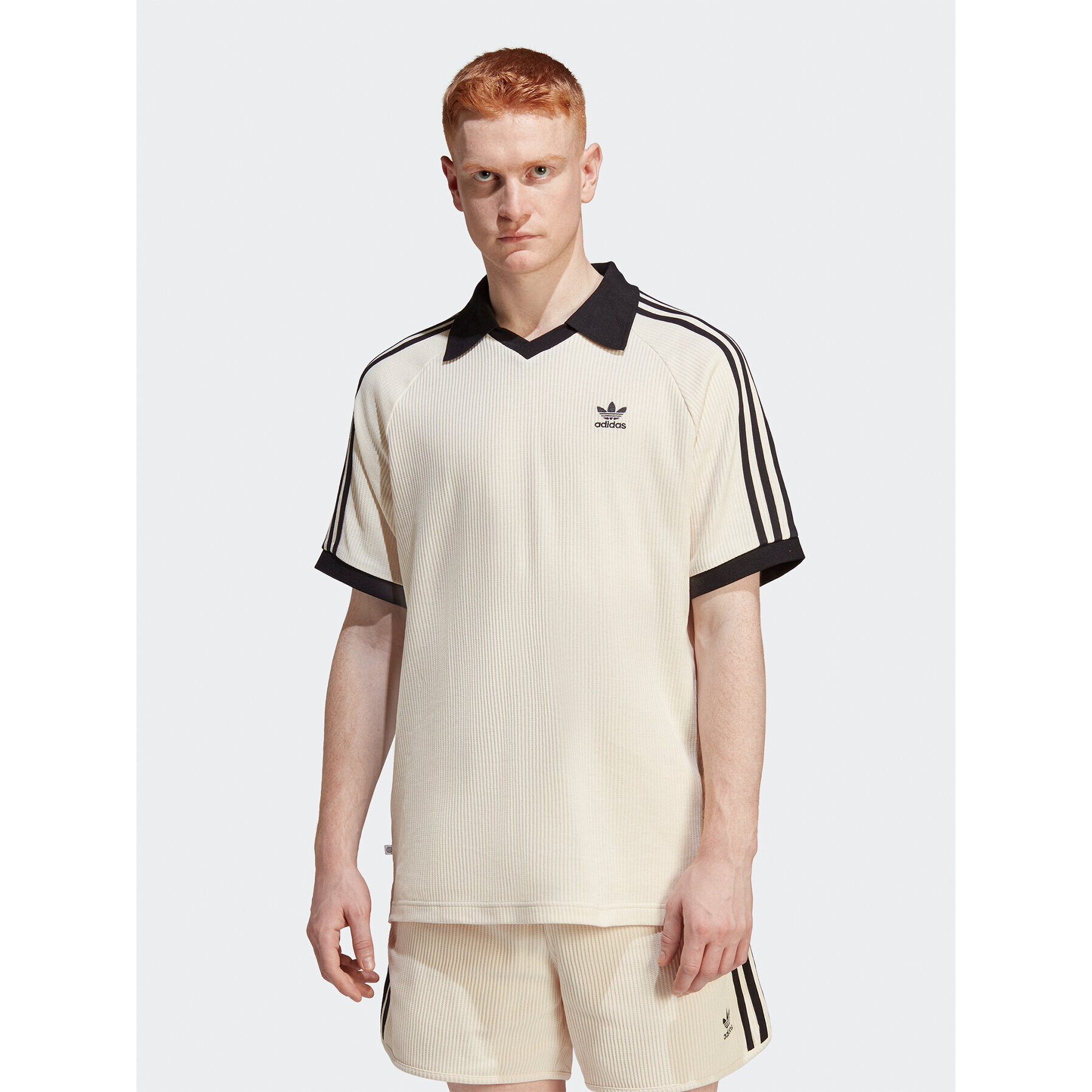 adidas Polo majica Adicolor Classics Waffle Polo Shirt HA9311 Bež Regular Fit - Pepit.si