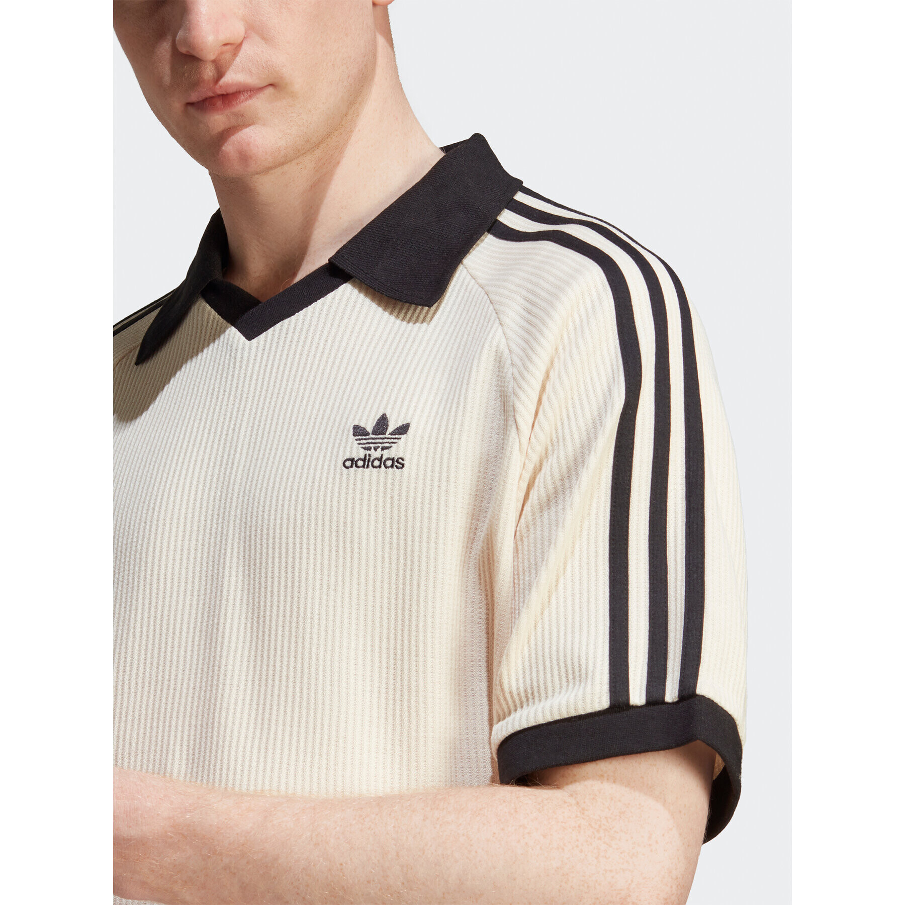 adidas Polo majica Adicolor Classics Waffle Polo Shirt HA9311 Bež Regular Fit - Pepit.si