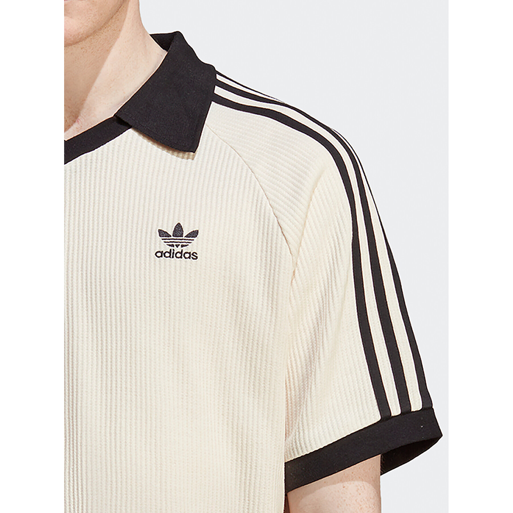 adidas Polo majica Adicolor Classics Waffle Polo Shirt HA9311 Bež Regular Fit - Pepit.si