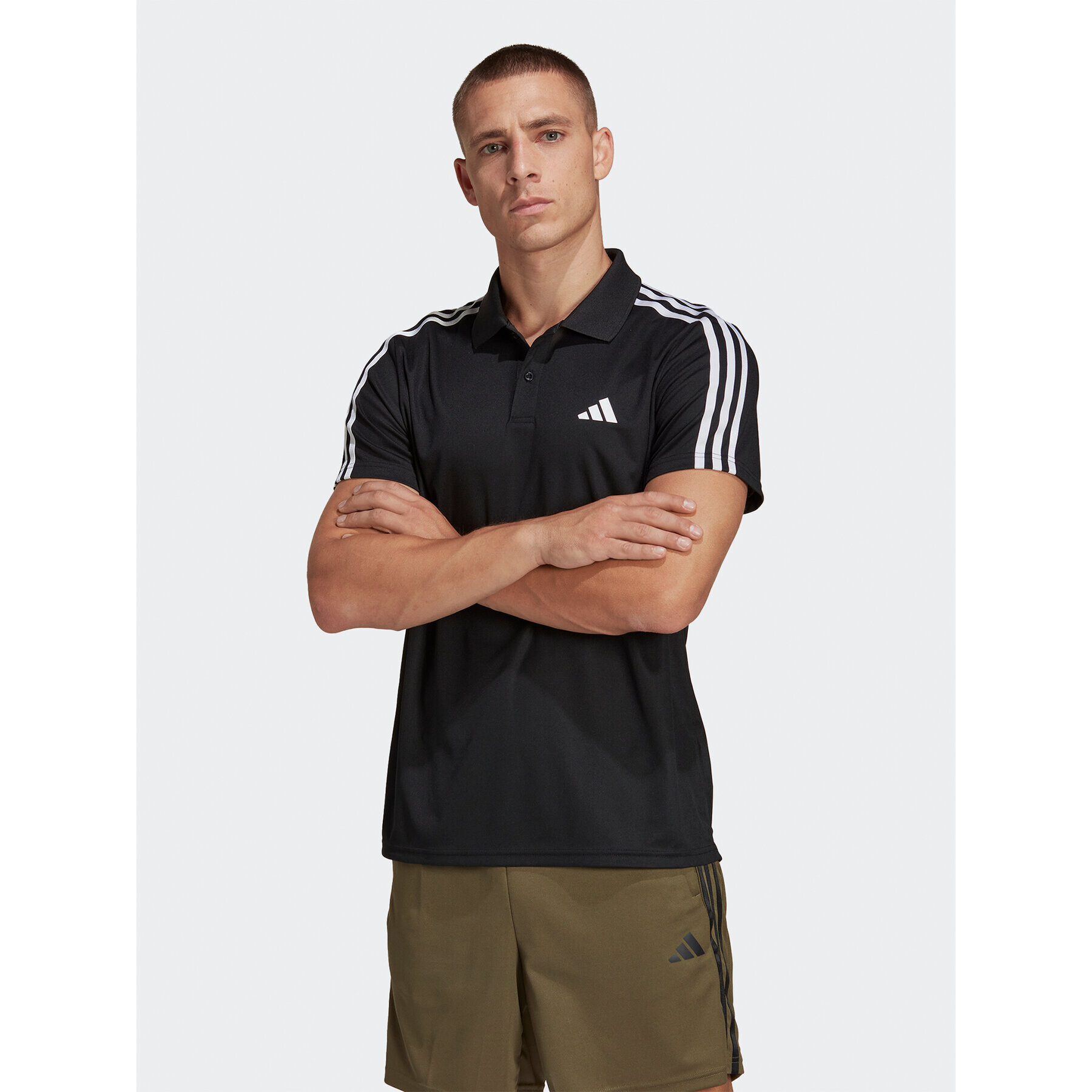 adidas Polo majica Train Essentials Piqué 3-Stripes Training Polo Shirt IB8107 Črna Regular Fit - Pepit.si