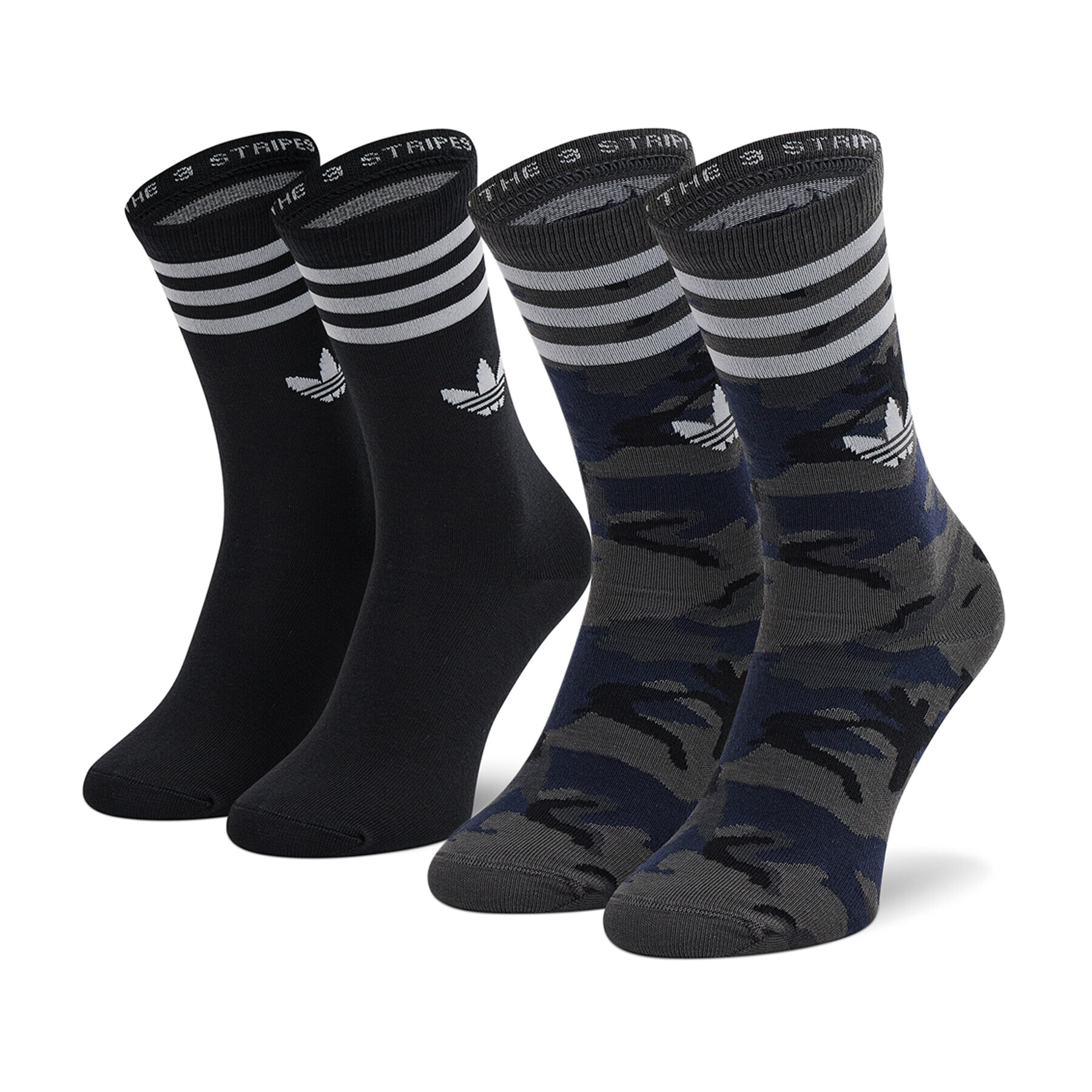 adidas Set 2 parov nisex visokih nogavic u Camo Crew Sock H32344 Črna - Pepit.si