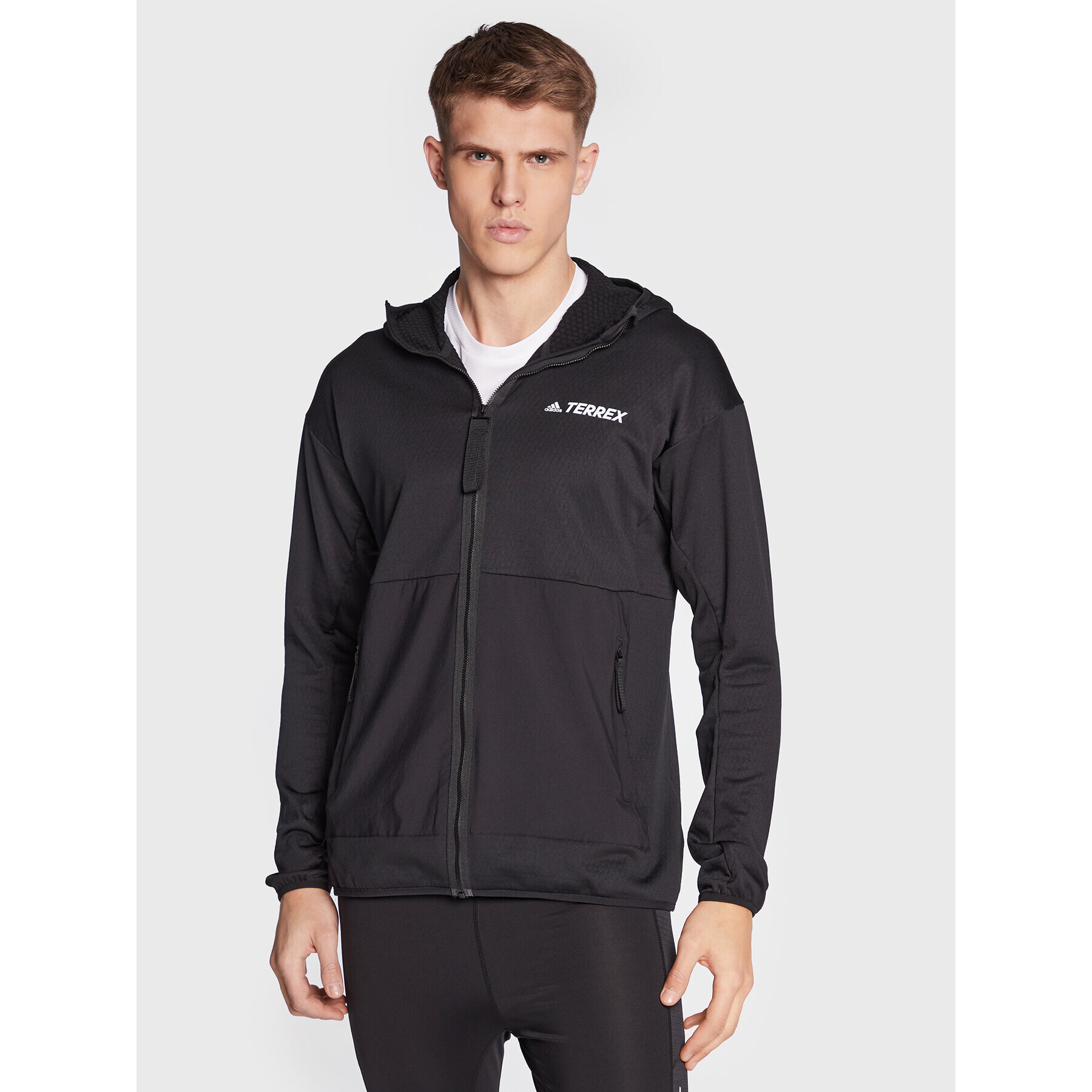 adidas Športna jopa Terrex Fleece Lite GI7313 Črna Regular Fit - Pepit.si