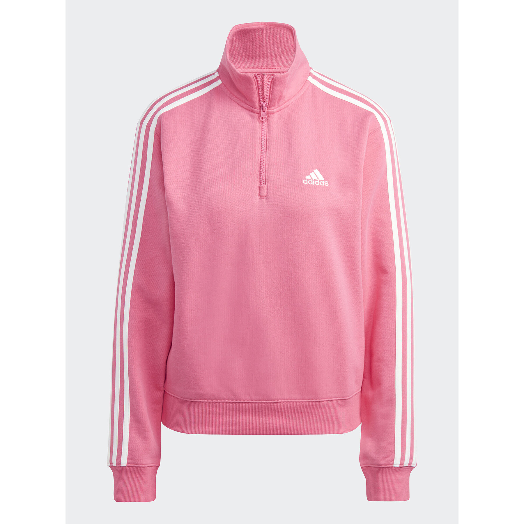 adidas Jopa Essentials 3-Stripes Quarter-Zip Sweatshirt IC9944 Roza Regular Fit - Pepit.si