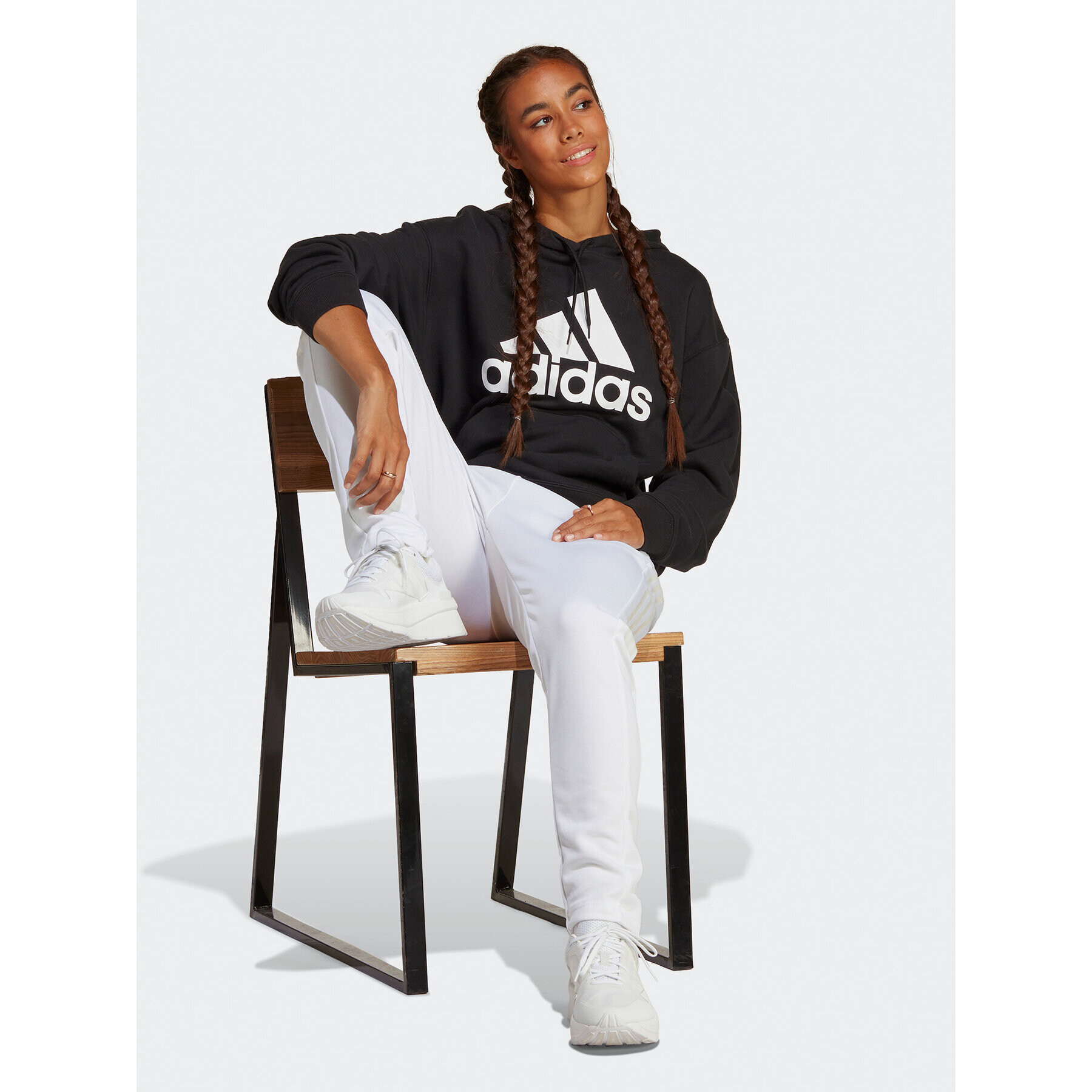 adidas Jopa Essentials Big Logo Oversized French Terry Hoodie HR4934 Črna Loose Fit - Pepit.si