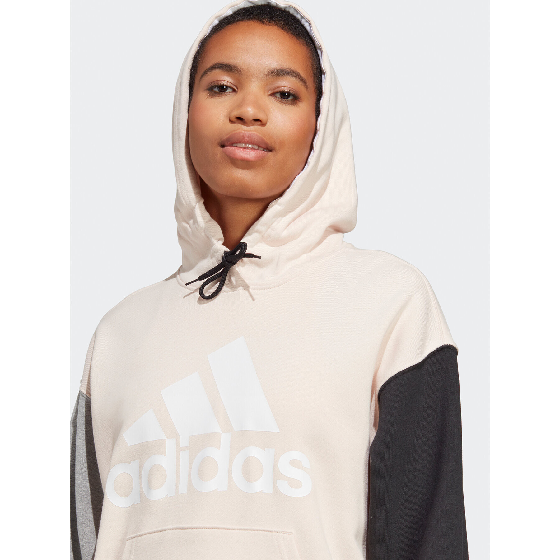 adidas Jopa Essentials Big Logo Oversized French Terry Hoodie IC9868 Roza Loose Fit - Pepit.si