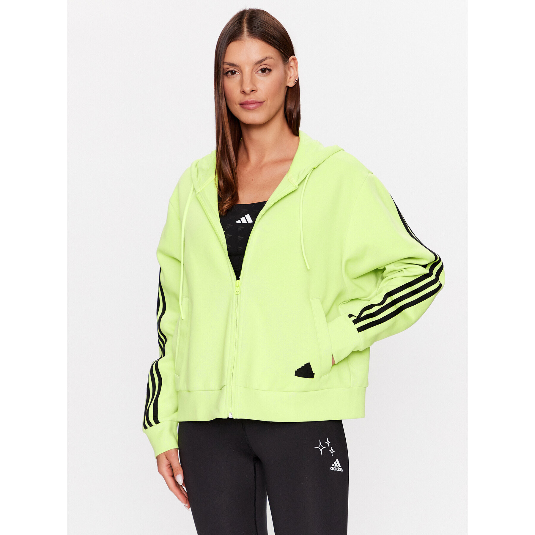 adidas Jopa Future Icons 3-Stripes Full-Zip Hoodie IL3047 Zelena Loose Fit - Pepit.si