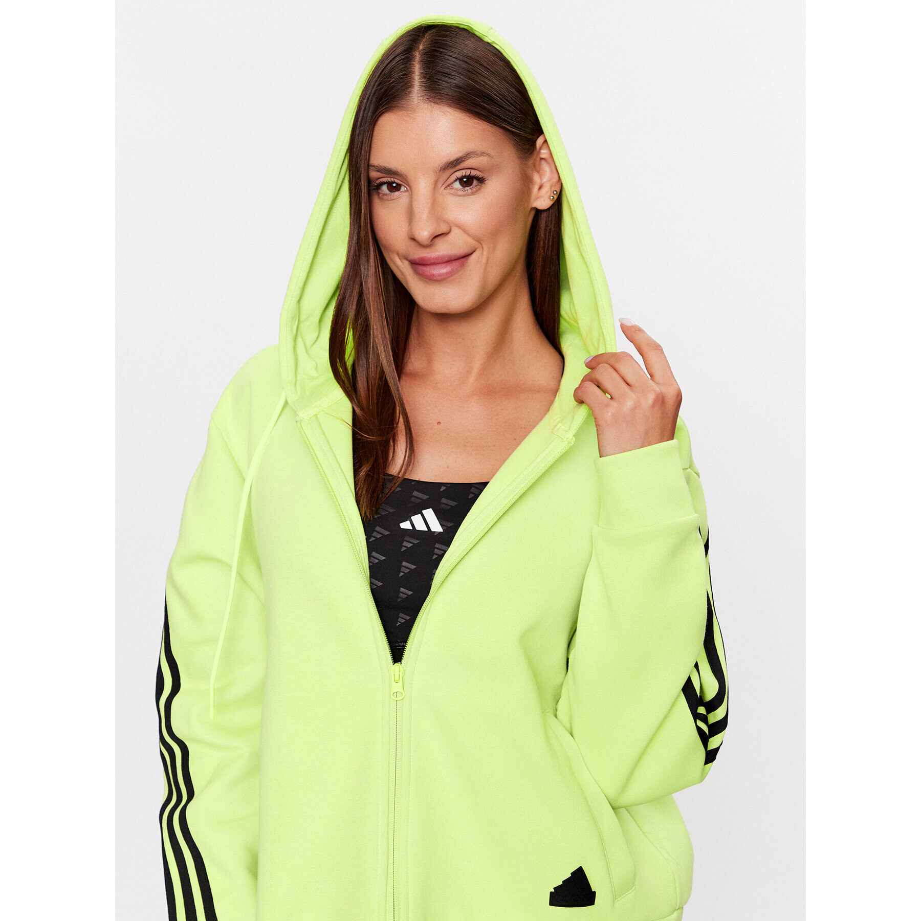 adidas Jopa Future Icons 3-Stripes Full-Zip Hoodie IL3047 Zelena Loose Fit - Pepit.si