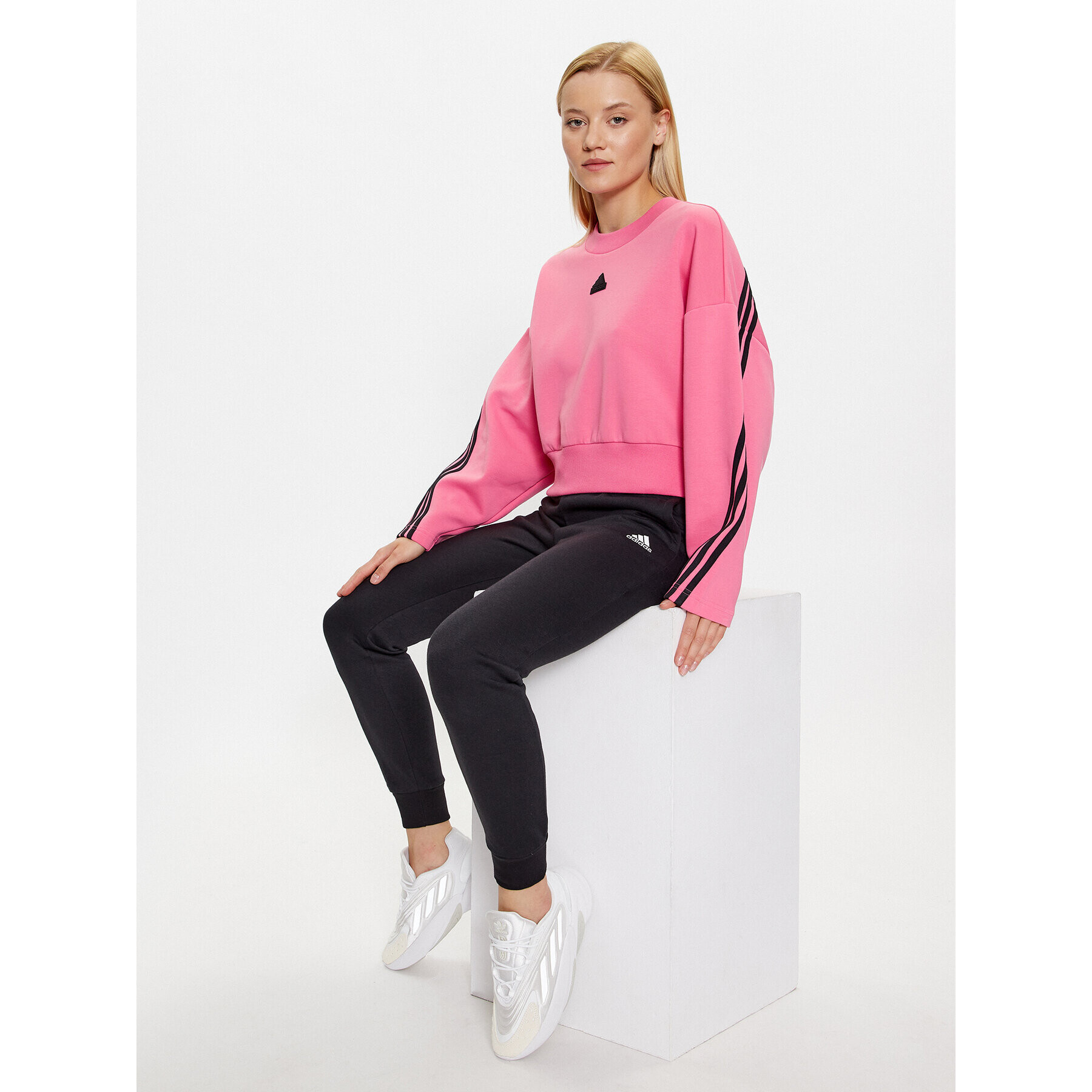 adidas Jopa Future Icons 3-Stripes Sweatshirt IL3054 Roza Loose Fit - Pepit.si