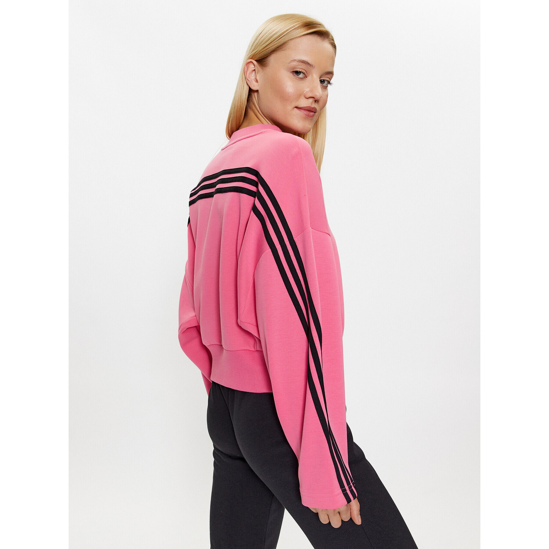 adidas Jopa Future Icons 3-Stripes Sweatshirt IL3054 Roza Loose Fit - Pepit.si