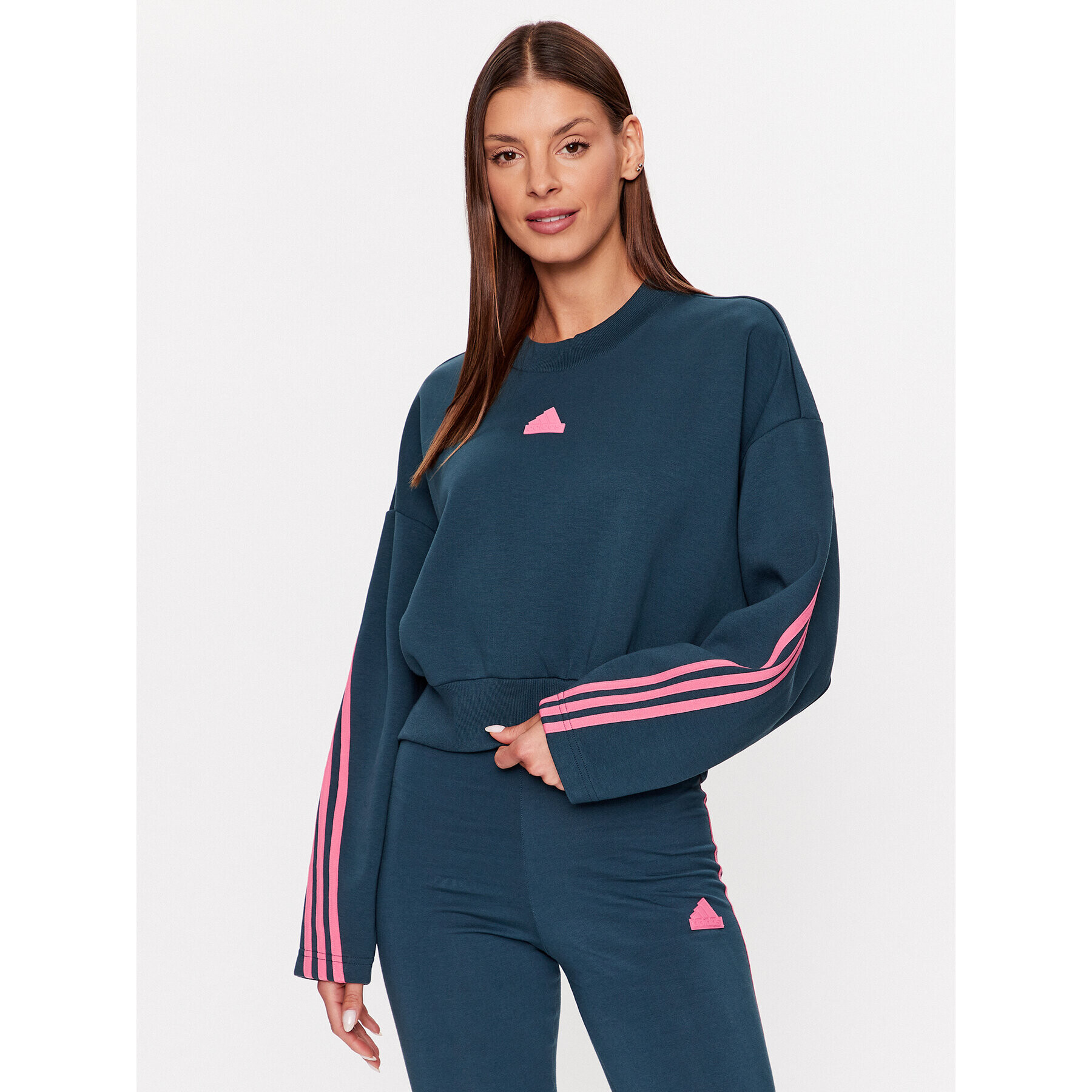 adidas Jopa Future Icons 3-Stripes Sweatshirt IL3055 Turkizna Loose Fit - Pepit.si