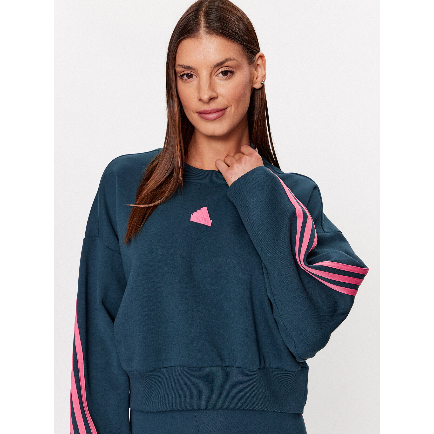 adidas Jopa Future Icons 3-Stripes Sweatshirt IL3055 Turkizna Loose Fit - Pepit.si