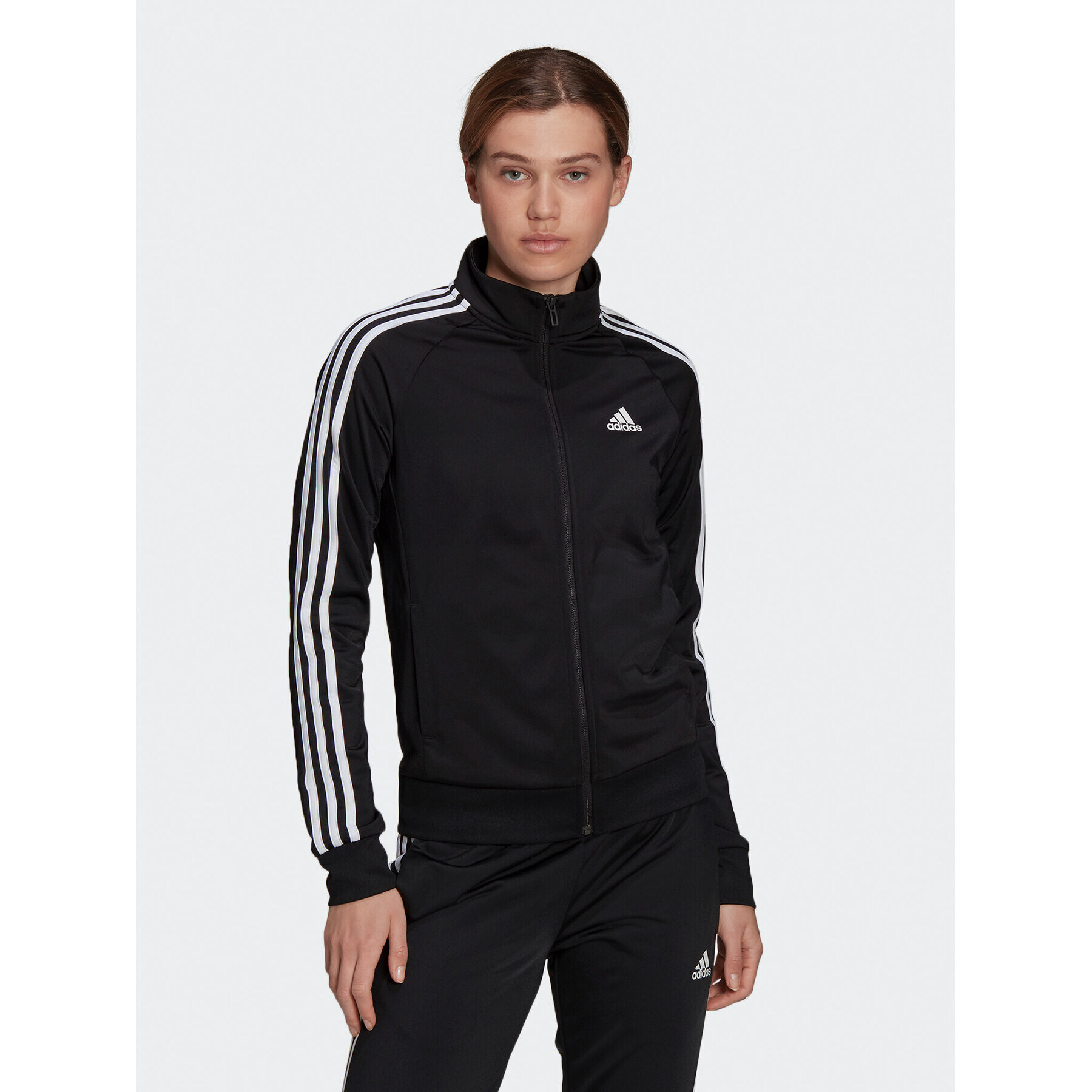 adidas Jopa Primegreen Essentials Warm-Up Slim 3-Stripes Track Top H48443 Črna Slim Fit - Pepit.si