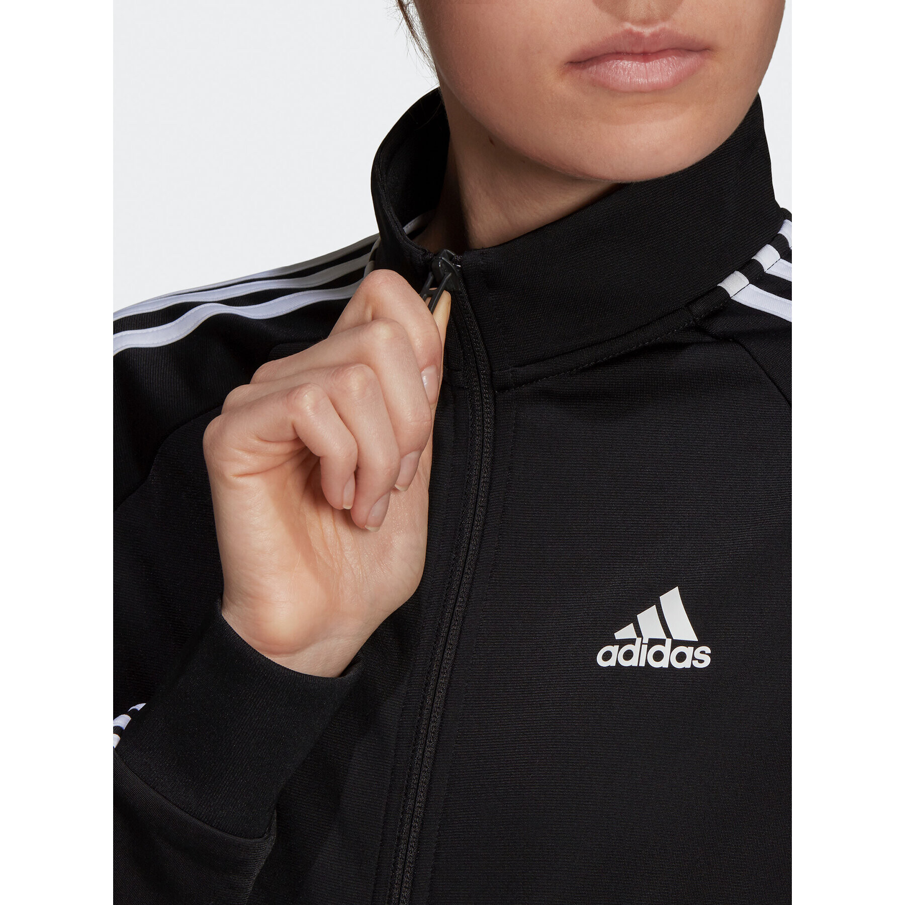 adidas Jopa Primegreen Essentials Warm-Up Slim 3-Stripes Track Top H48443 Črna Slim Fit - Pepit.si