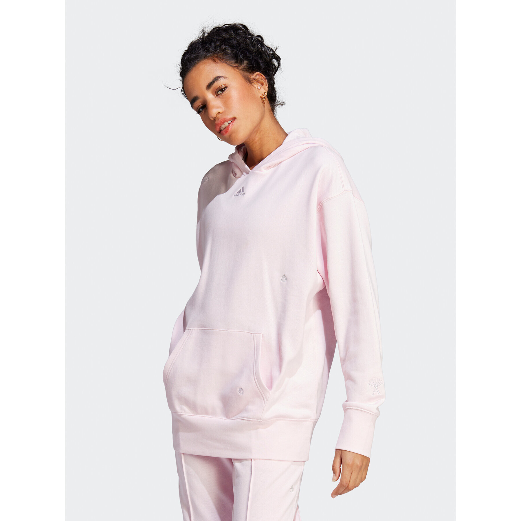 adidas Jopa Relaxed Hoodie with Healing Crystals-Inspired Graphics IC0804 Roza Loose Fit - Pepit.si